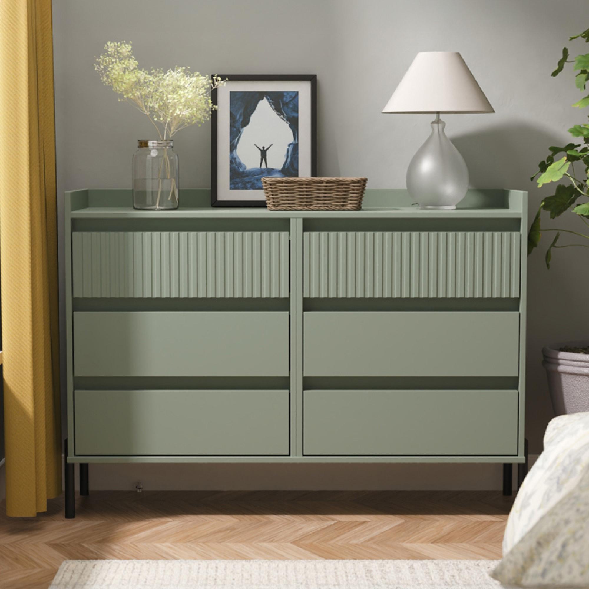 Osaka Chest - 6 Drawer - Midi - Reed Green Fluted