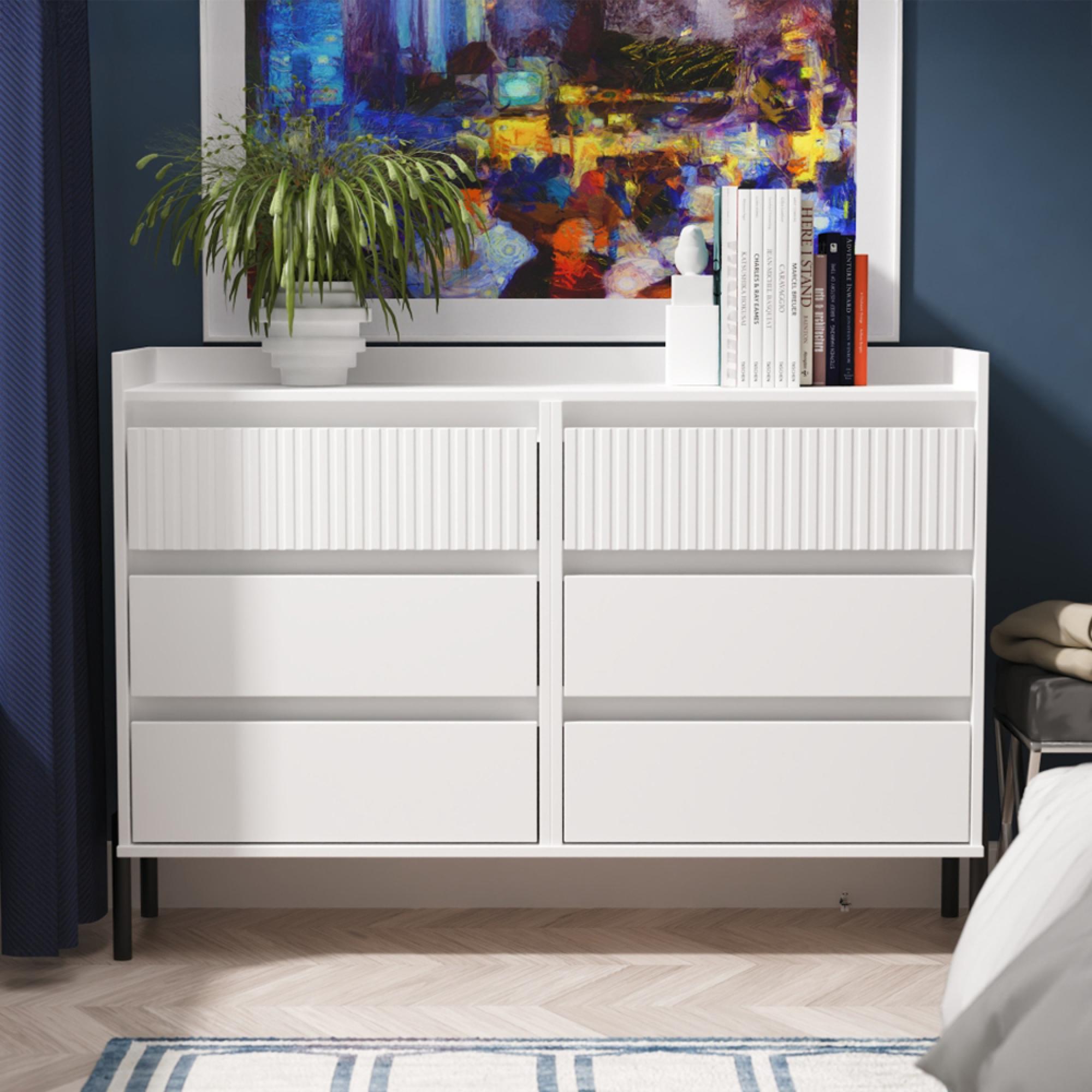 Osaka Chest - 6 Drawer - Midi - White Matt Fluted
