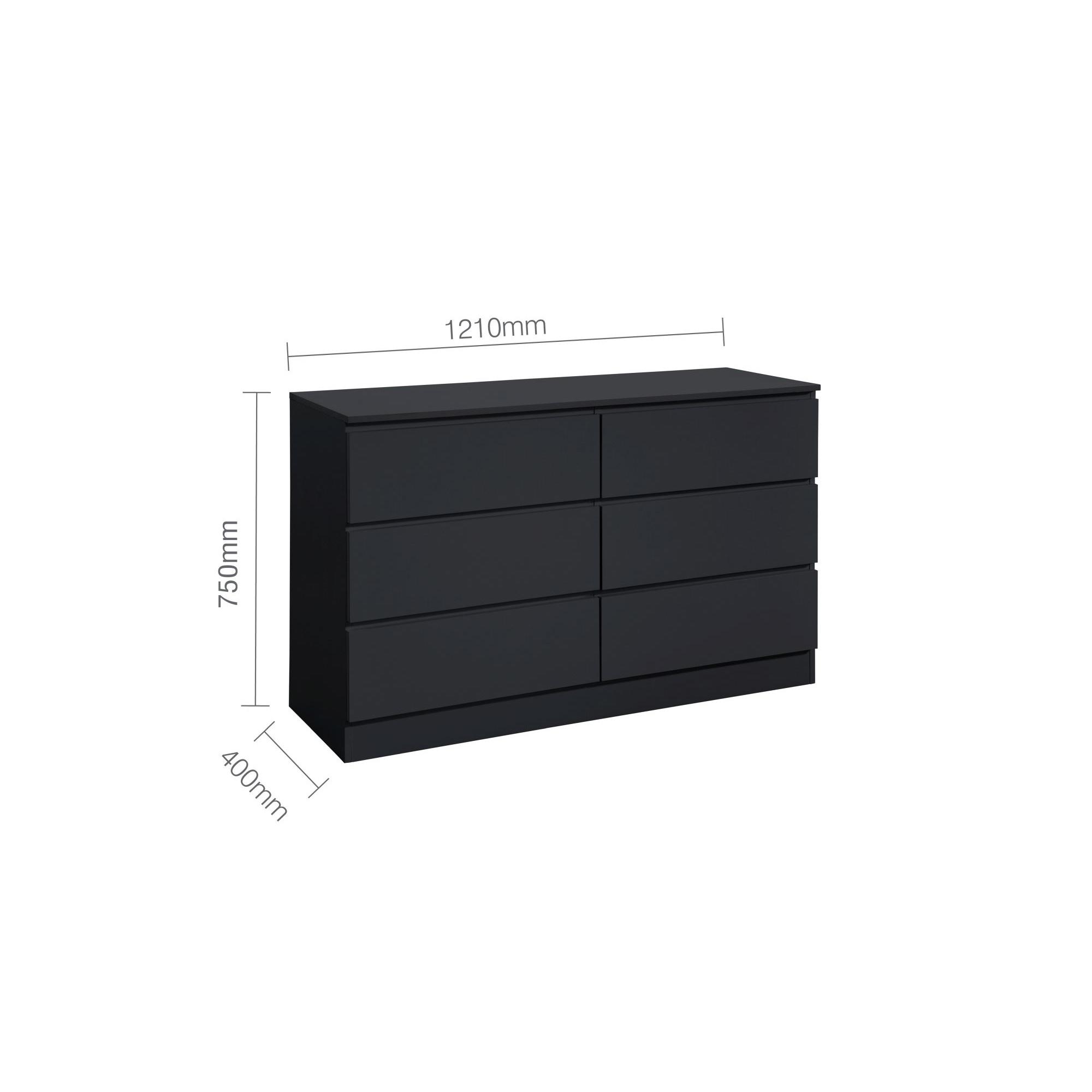 Oslo Wide Chest - 6 Drawer - Black