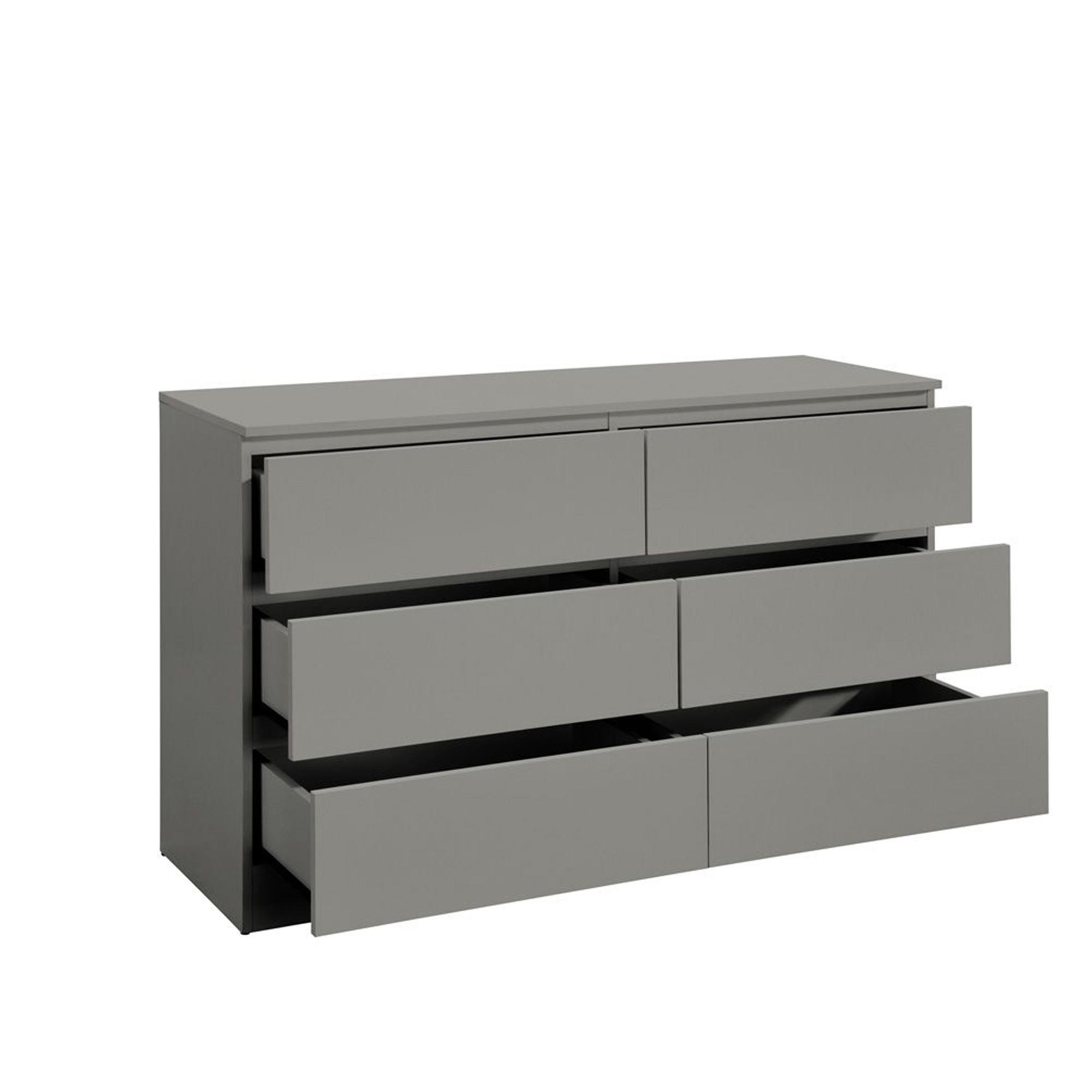 Oslo Wide Chest - 6 Drawer - Grey