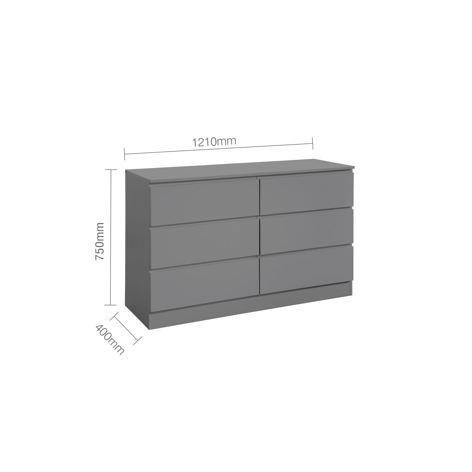 Oslo Wide Chest - 6 Drawer - Grey