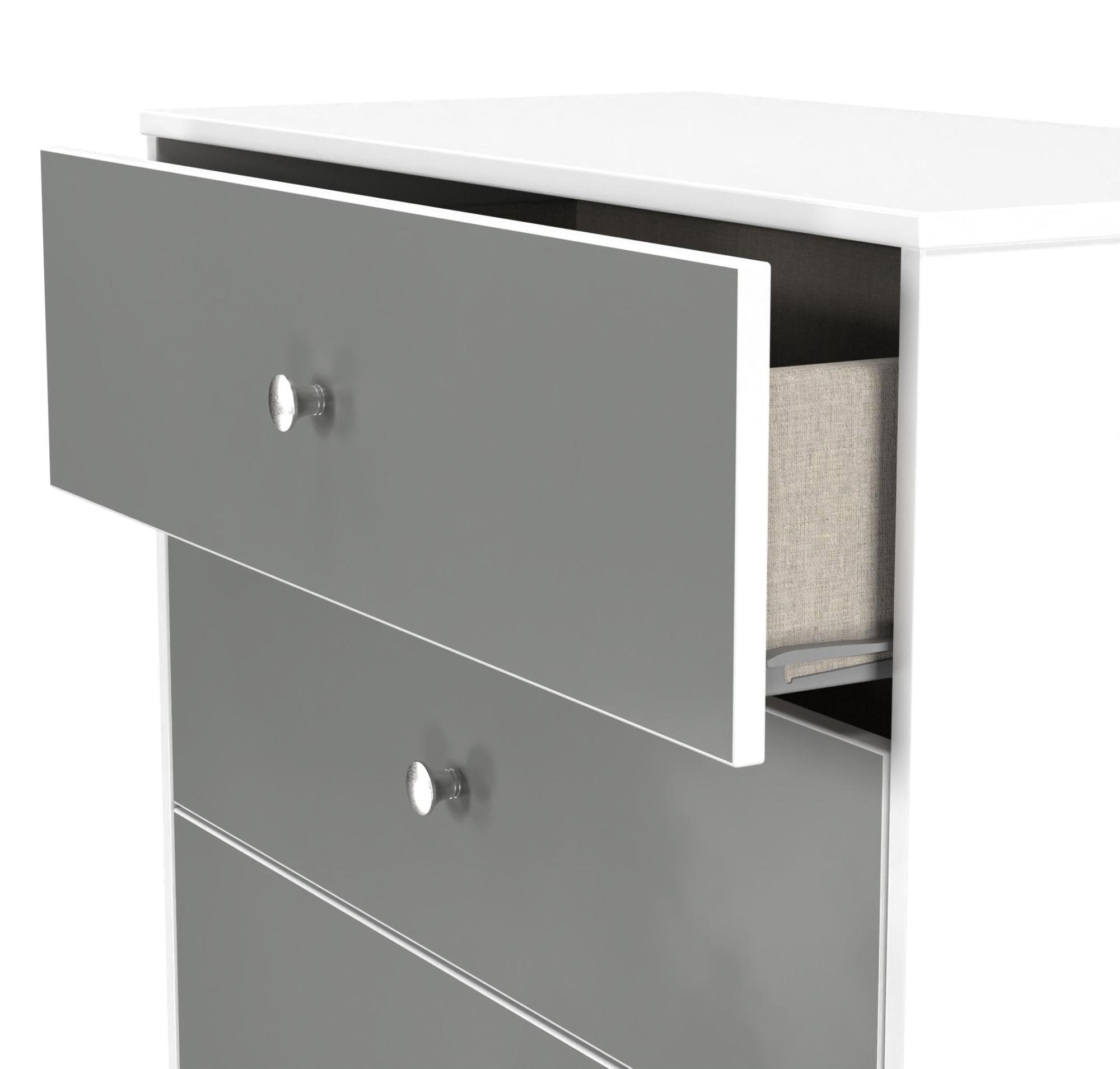 Padstow Chest - Deep - 3 Drawer - Grey and White