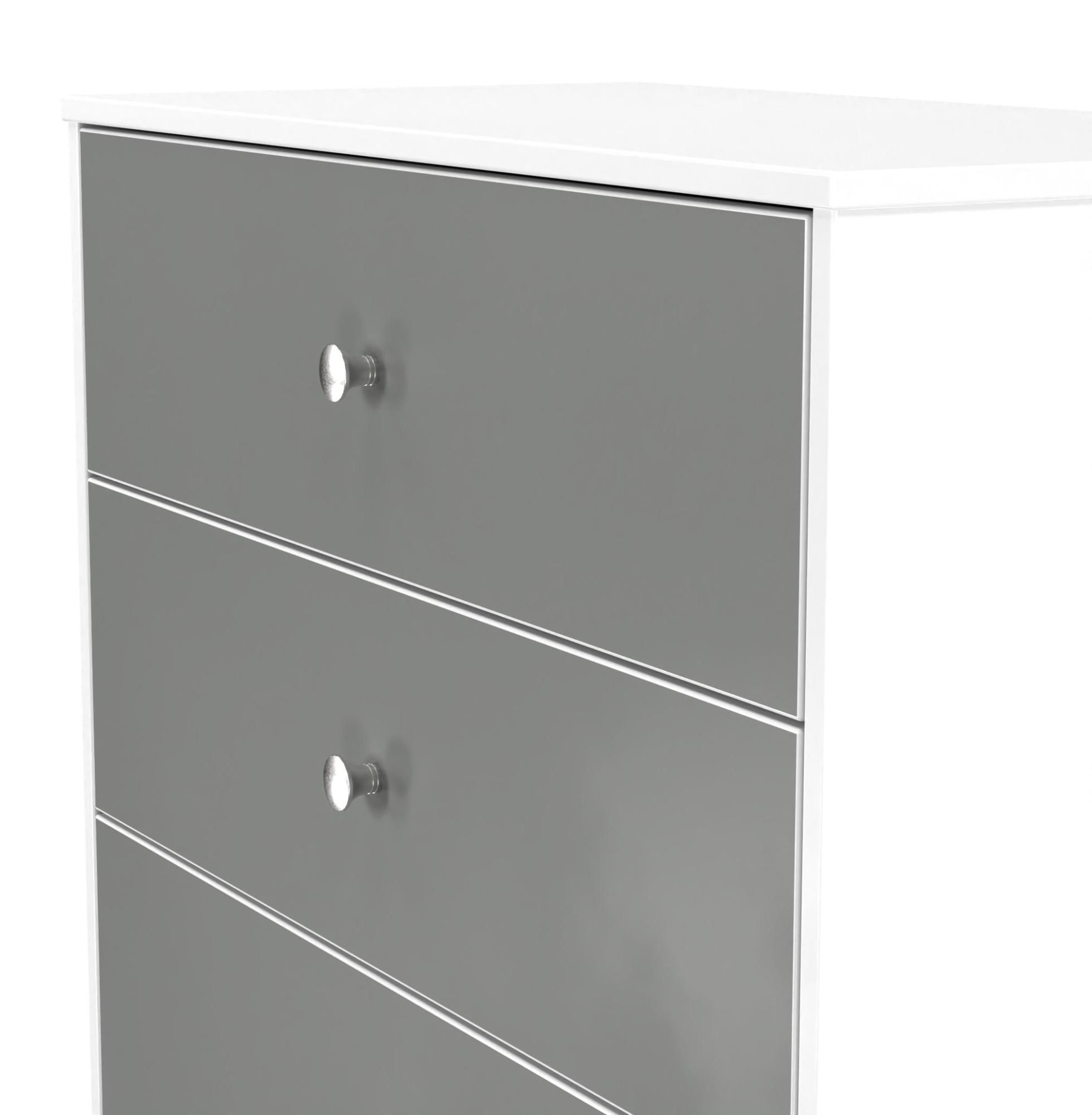 Padstow Chest - Deep - 3 Drawer - Grey and White