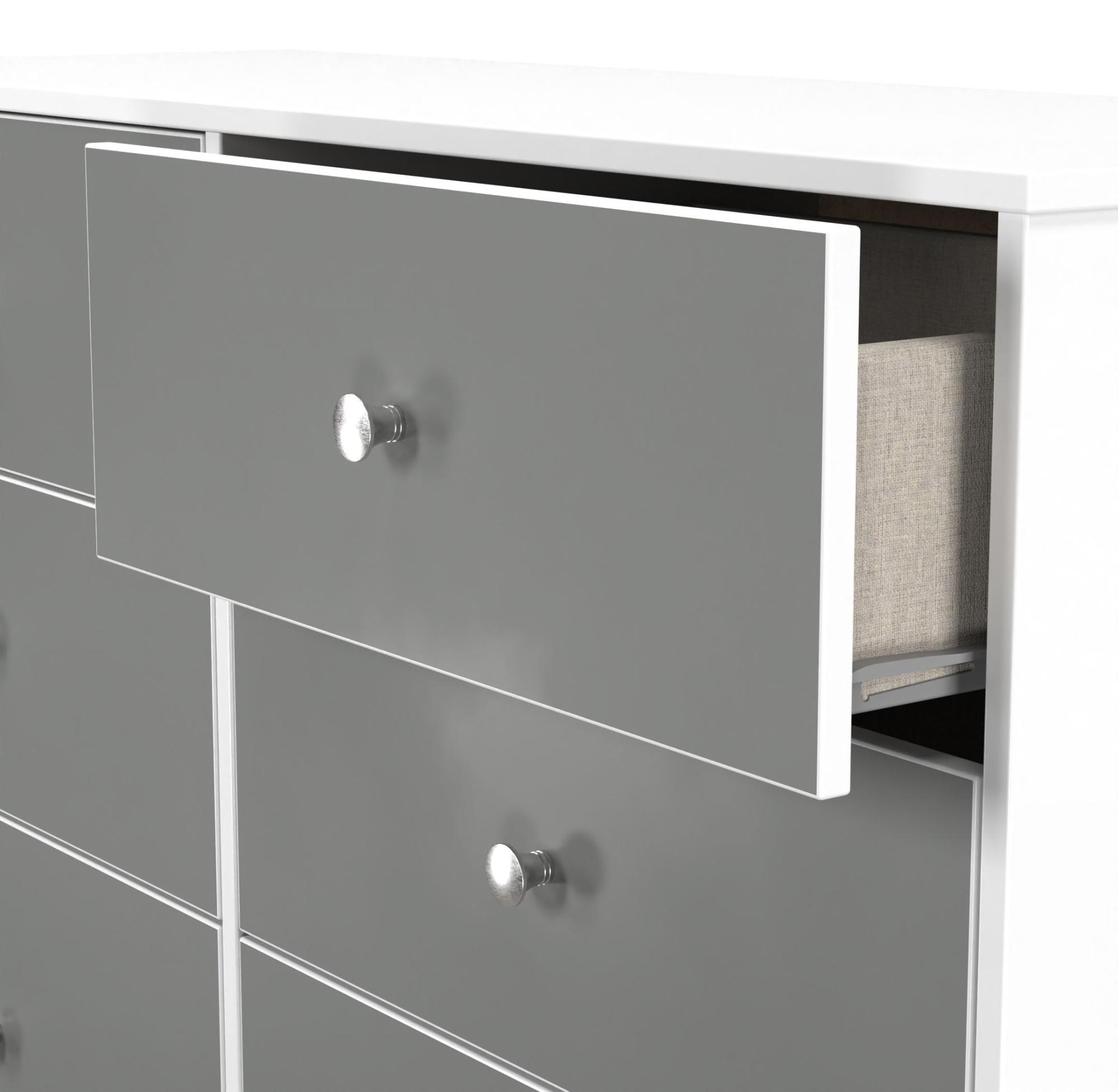 Padstow Chest - Midi - 6 Drawer - Grey and White Matt