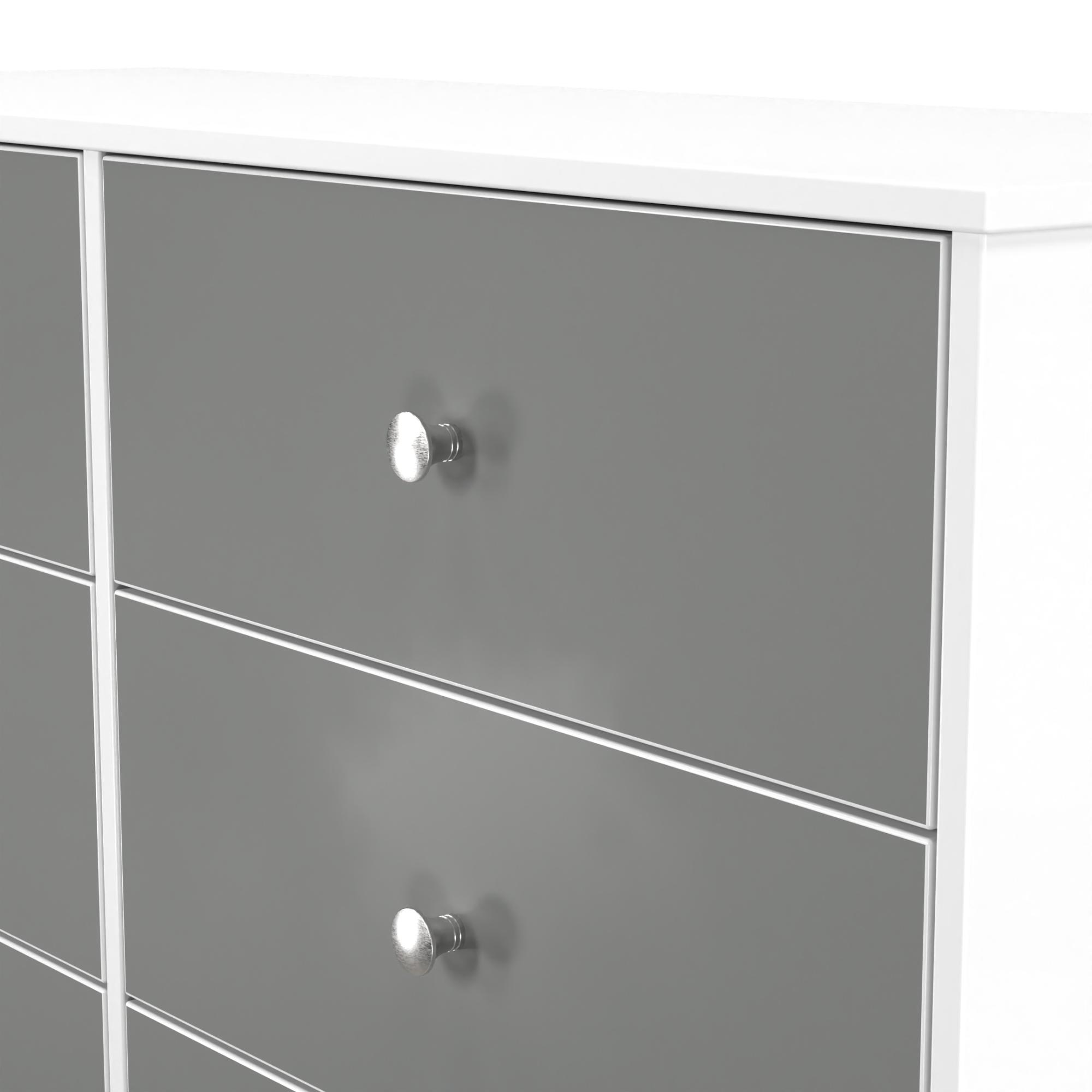 Padstow Chest - Midi - 6 Drawer - Grey and White Matt