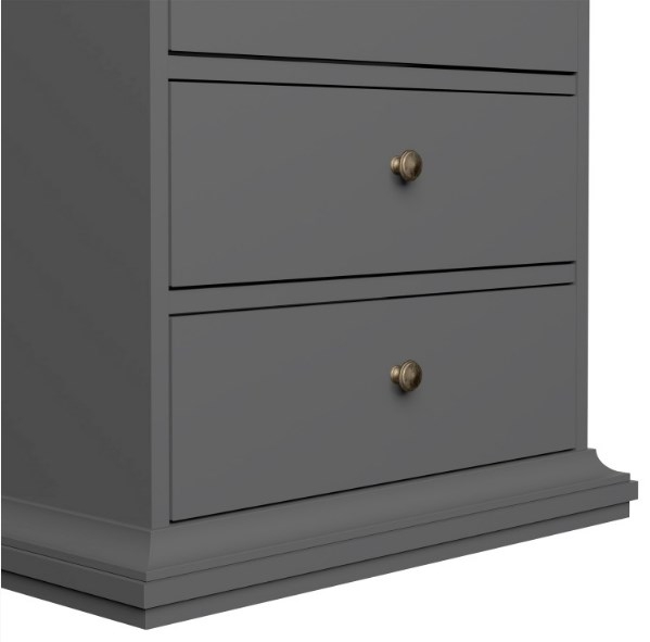 Paris Grey 5 Drawer Narrow Chest