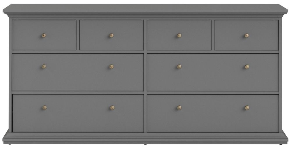 Paris Grey 8 Drawer Wide Chest