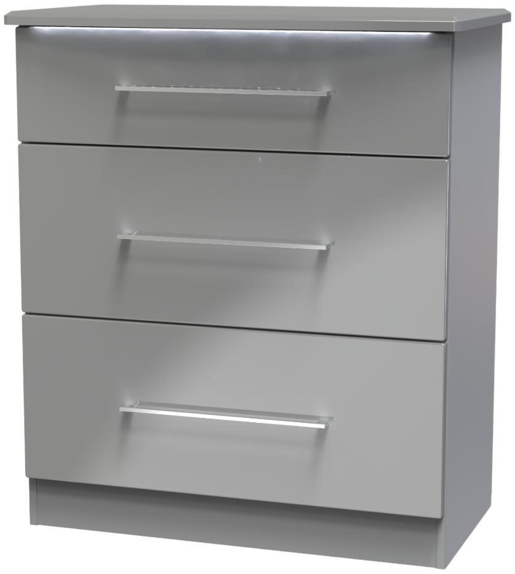 Paris Chest - Deep - 3 Drawer - Grey Gloss