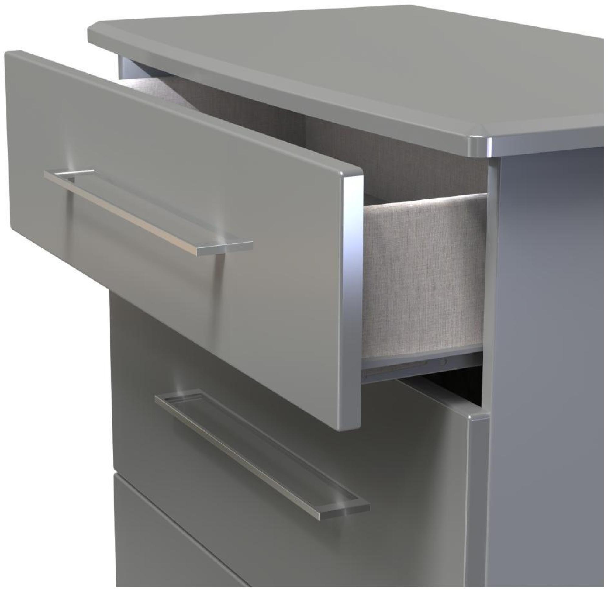 Paris Chest - Deep - 3 Drawer - Grey Gloss