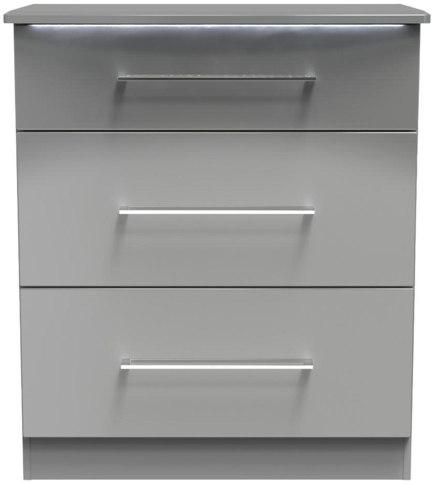 Paris Grey Gloss 3 Drawer Deep Chest