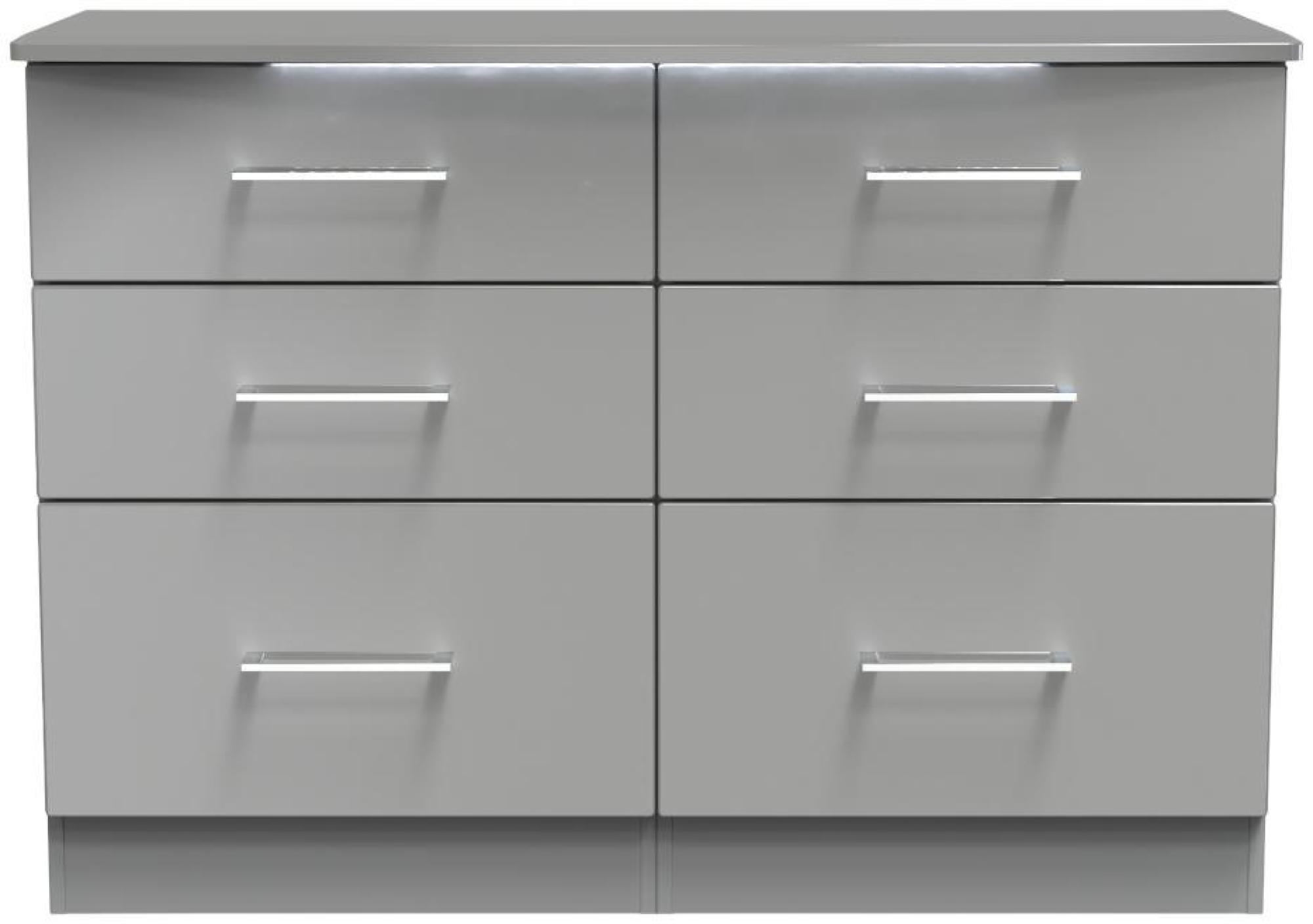 Paris Grey Gloss 6 Drawer Midi Chest