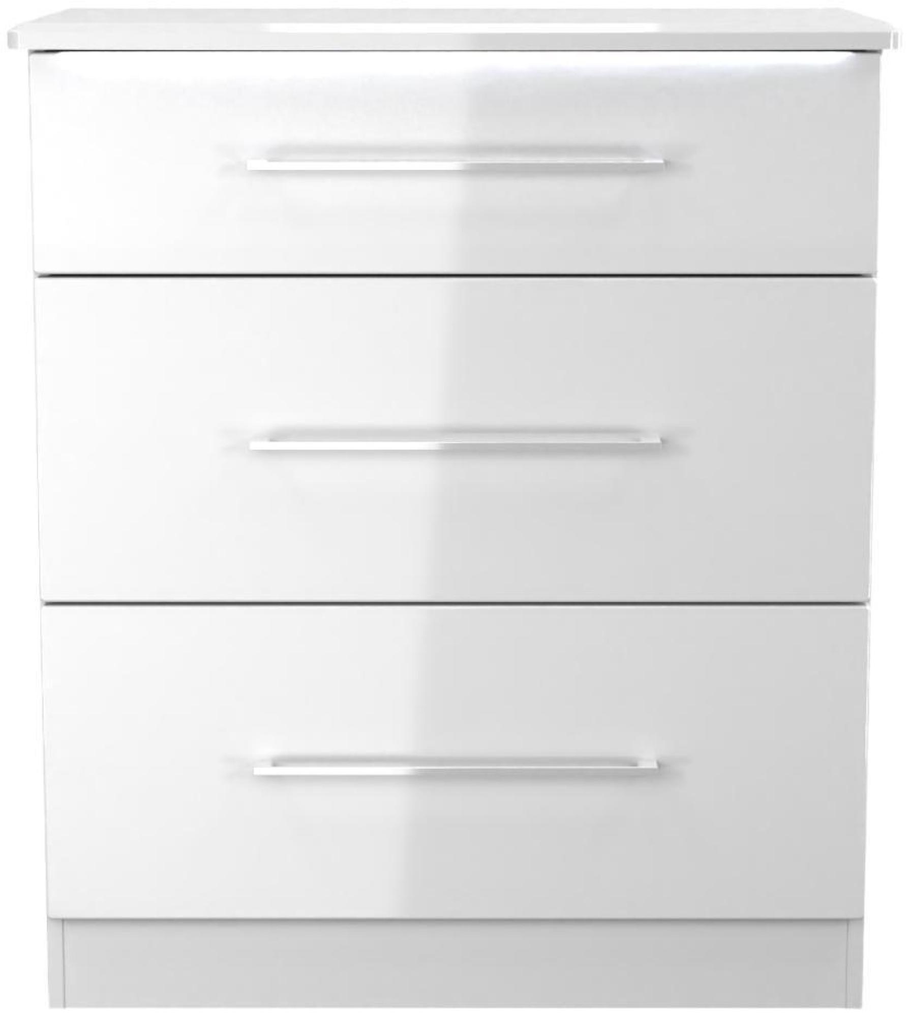 Paris White Gloss 3 Drawer Deep Chest