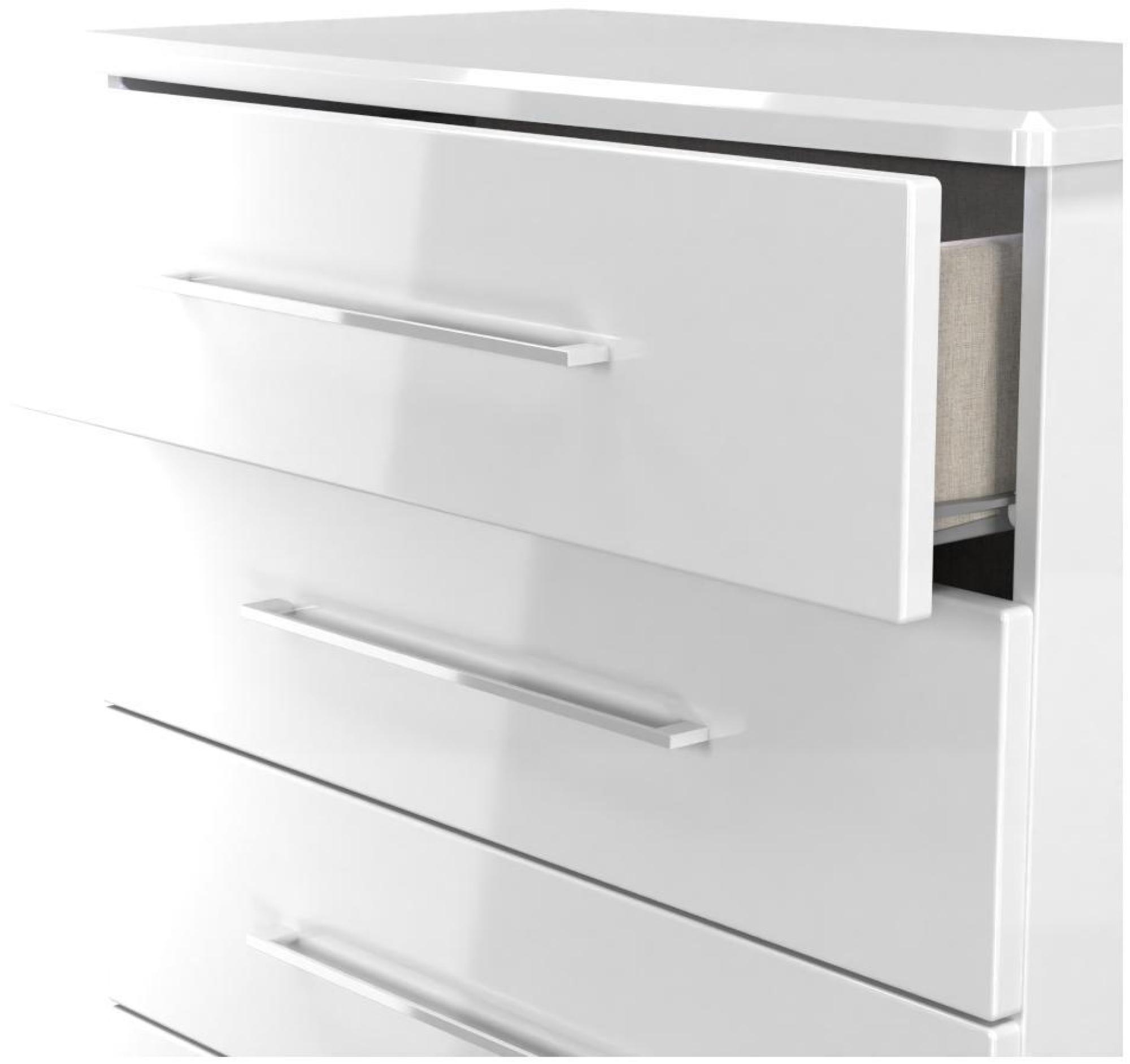 Paris Chest - 5 Drawer - White Gloss