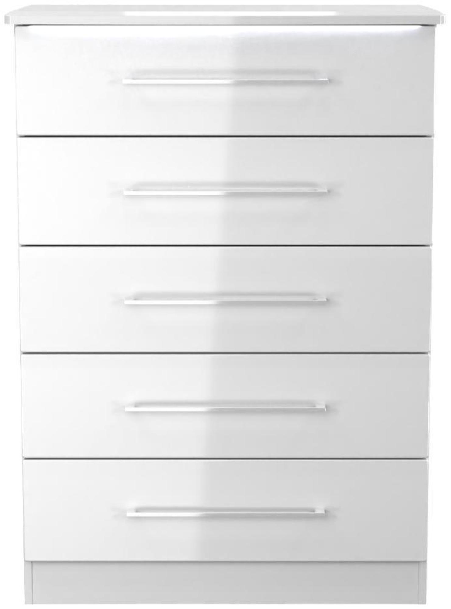 Paris White Gloss 5 Drawer Chest