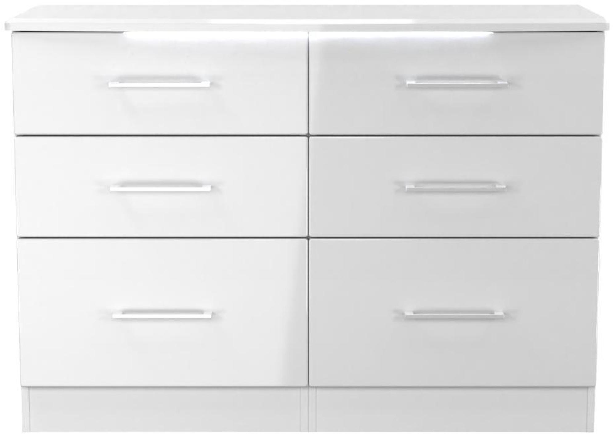 Paris White Gloss 6 Drawer Midi Chest