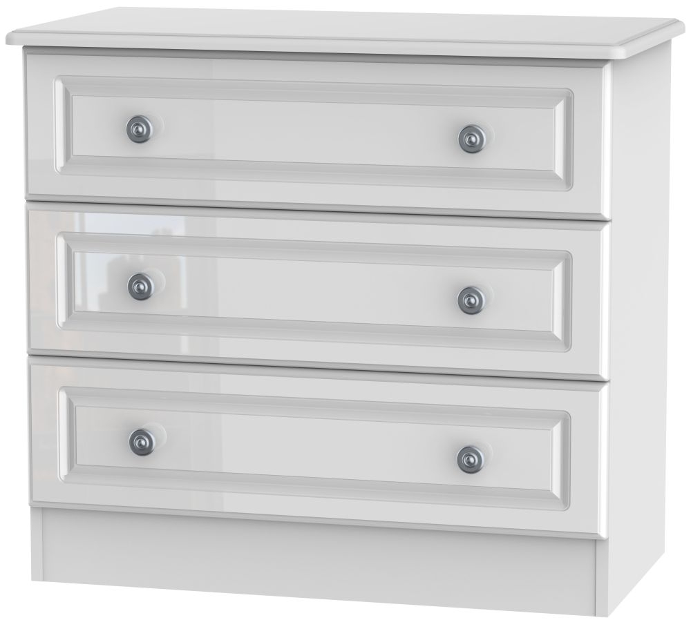 Pembroke White Gloss 3 Drawer Small Chest