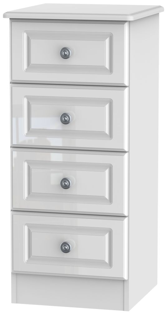 Pembroke White Gloss 4 Drawer Narrow Chest