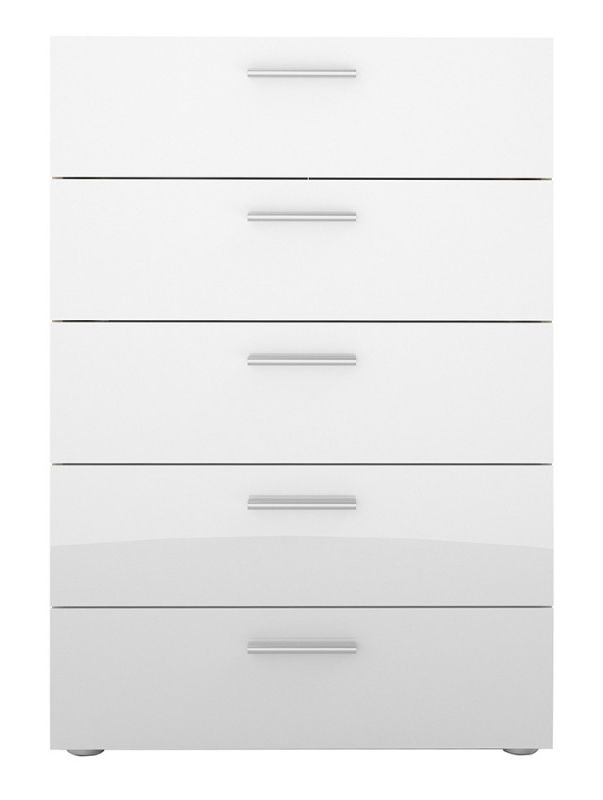 Pepe Oak Effect and White Gloss 5 Drawer Chest