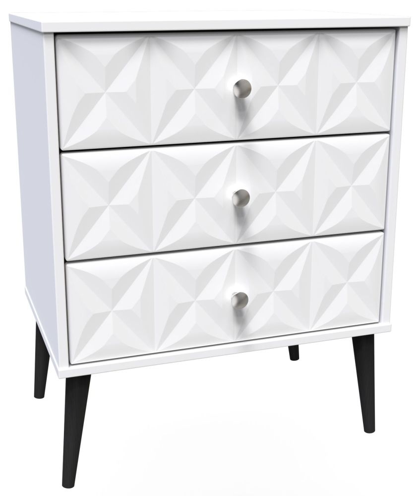 Pixel Chest - Midi - 3 Drawer - White