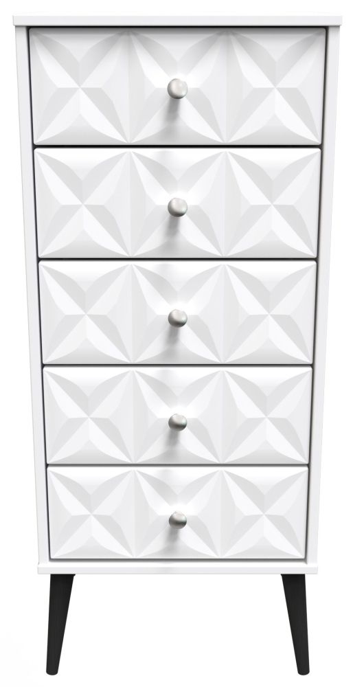 Pixel White 5 Drawer Narrow Chest