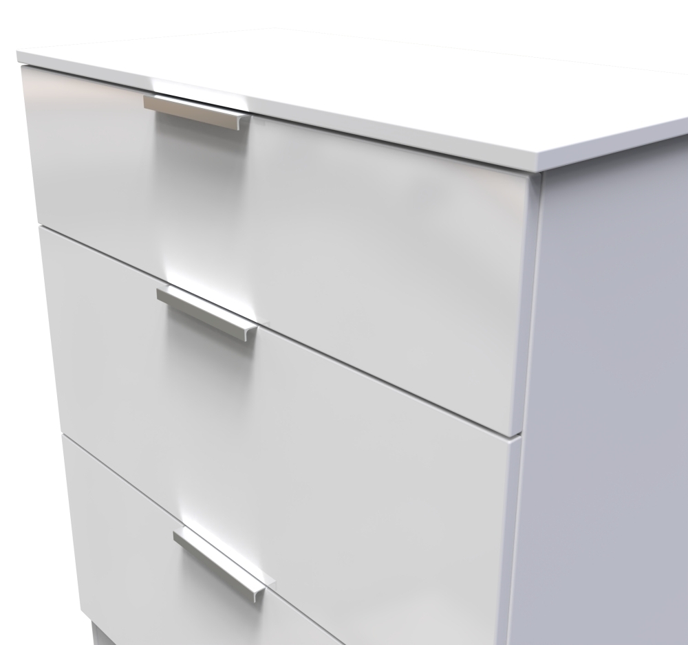 Plymouth Chest - Deep - 3 Drawer - White Gloss