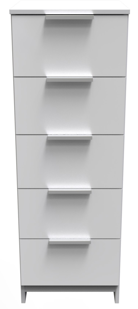 Plymouth White Gloss 5 Drawer Narrow Chest