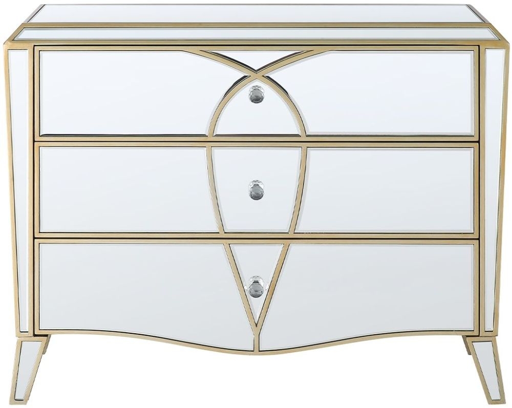 Pristina Chest - 3 Drawer - Champagne Mirrored