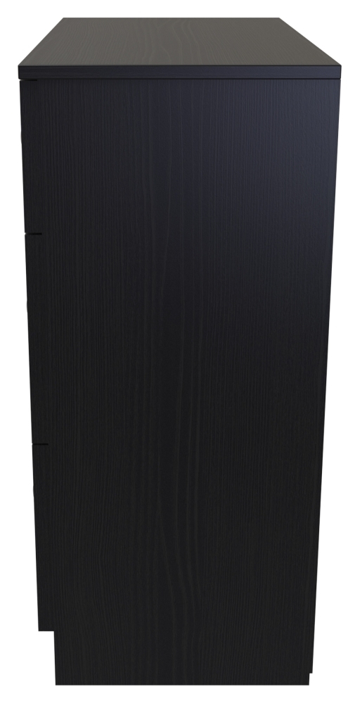 Rattan and Black Ash Chest - Deep - 3 Drawer