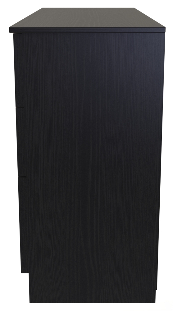 Rattan and Black Ash Chest - Midi - 6 Drawer