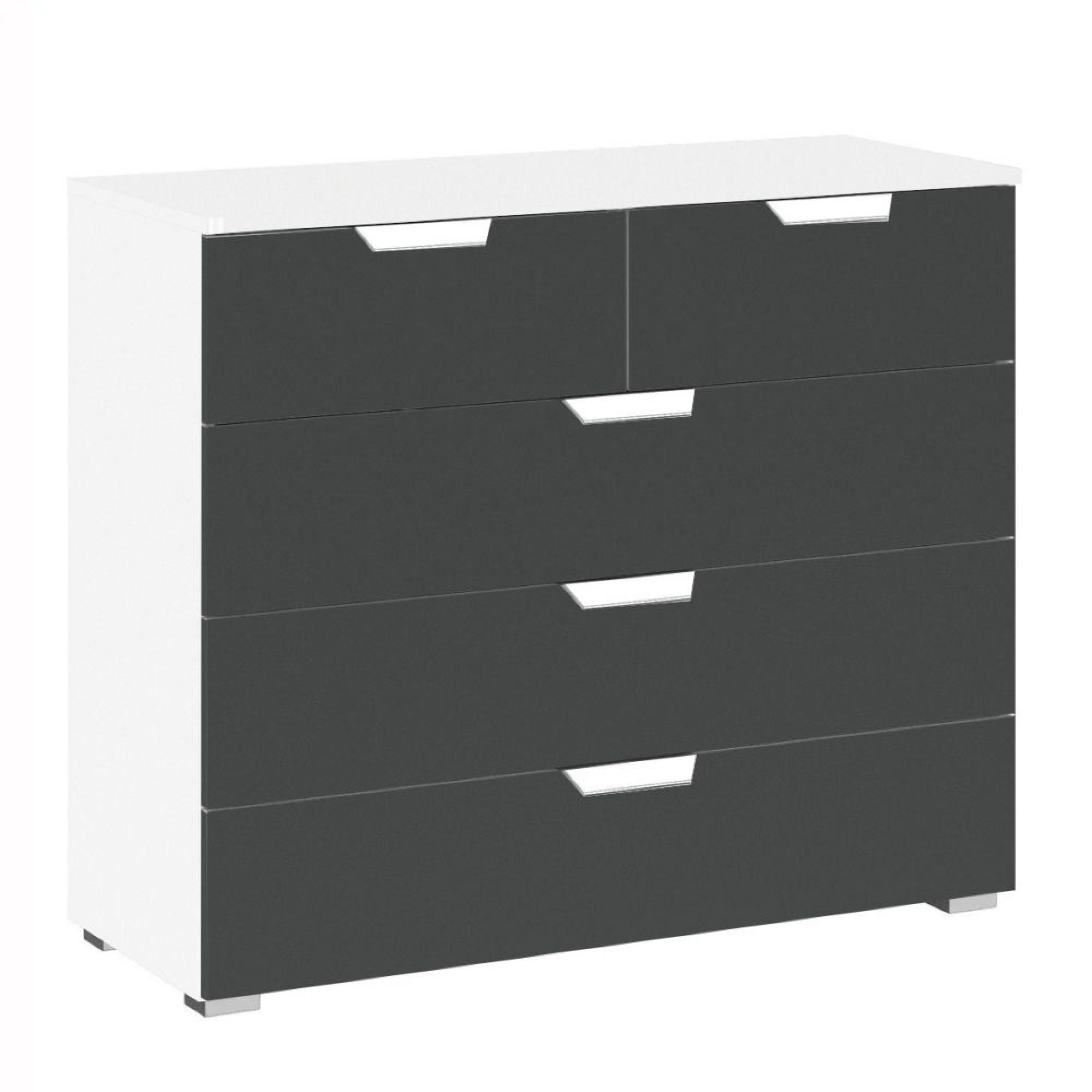 Rauch Aditio 3+2 Drawer Chest - Alpine White and Metallic Dark Grey