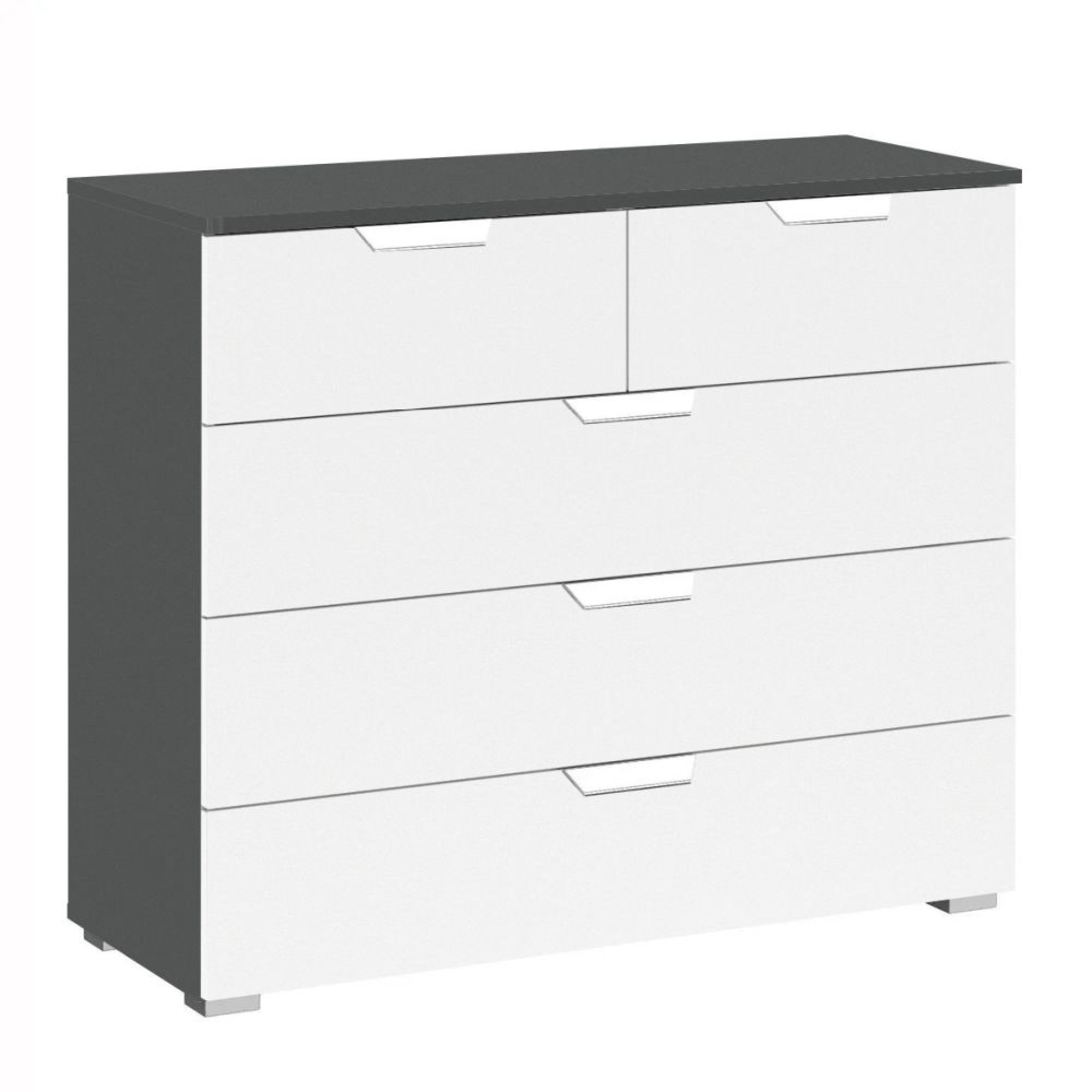 Rauch Aditio 3+2 Drawer Chest - Metallic Dark Grey and Alpine White