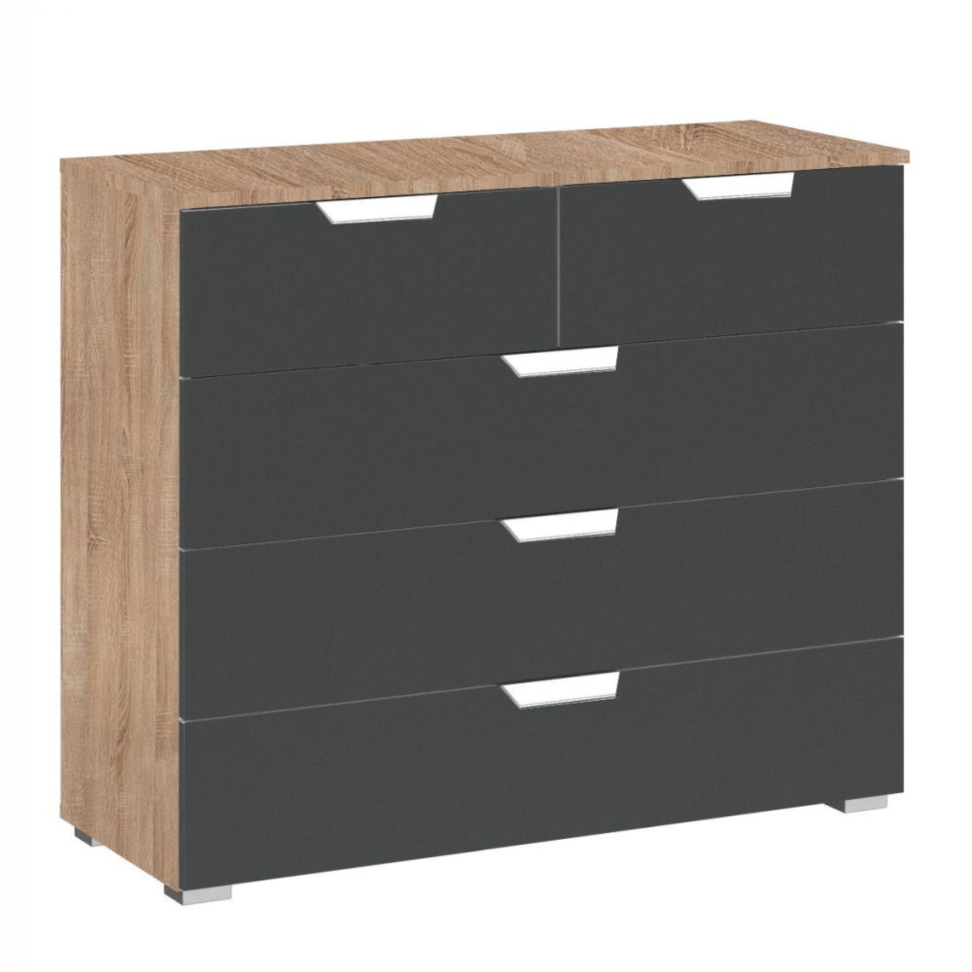Rauch Aditio 3+2 Drawer Chest - Sonoma Oak and Metallic Dark Grey