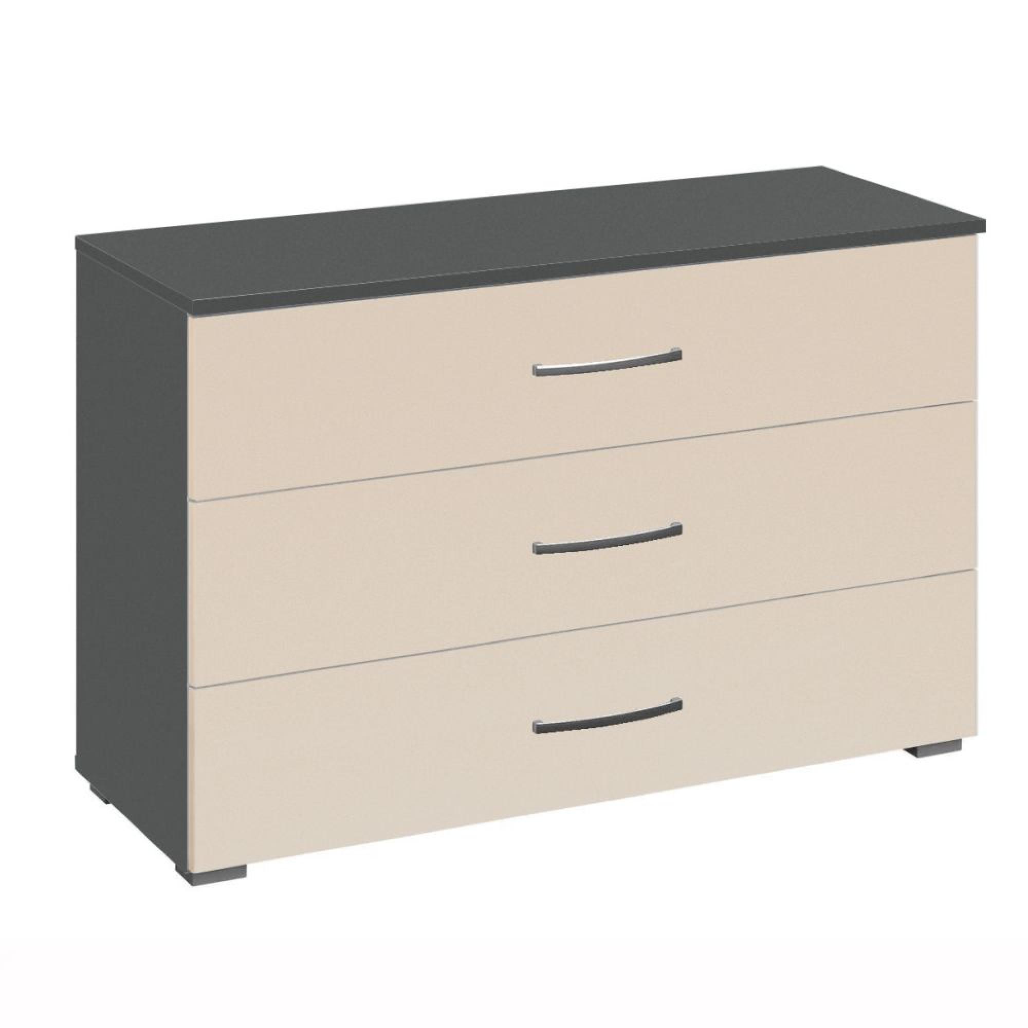 Rauch Aditio 3 Drawer Wide Chest - Metallic Dark Grey and Champagne