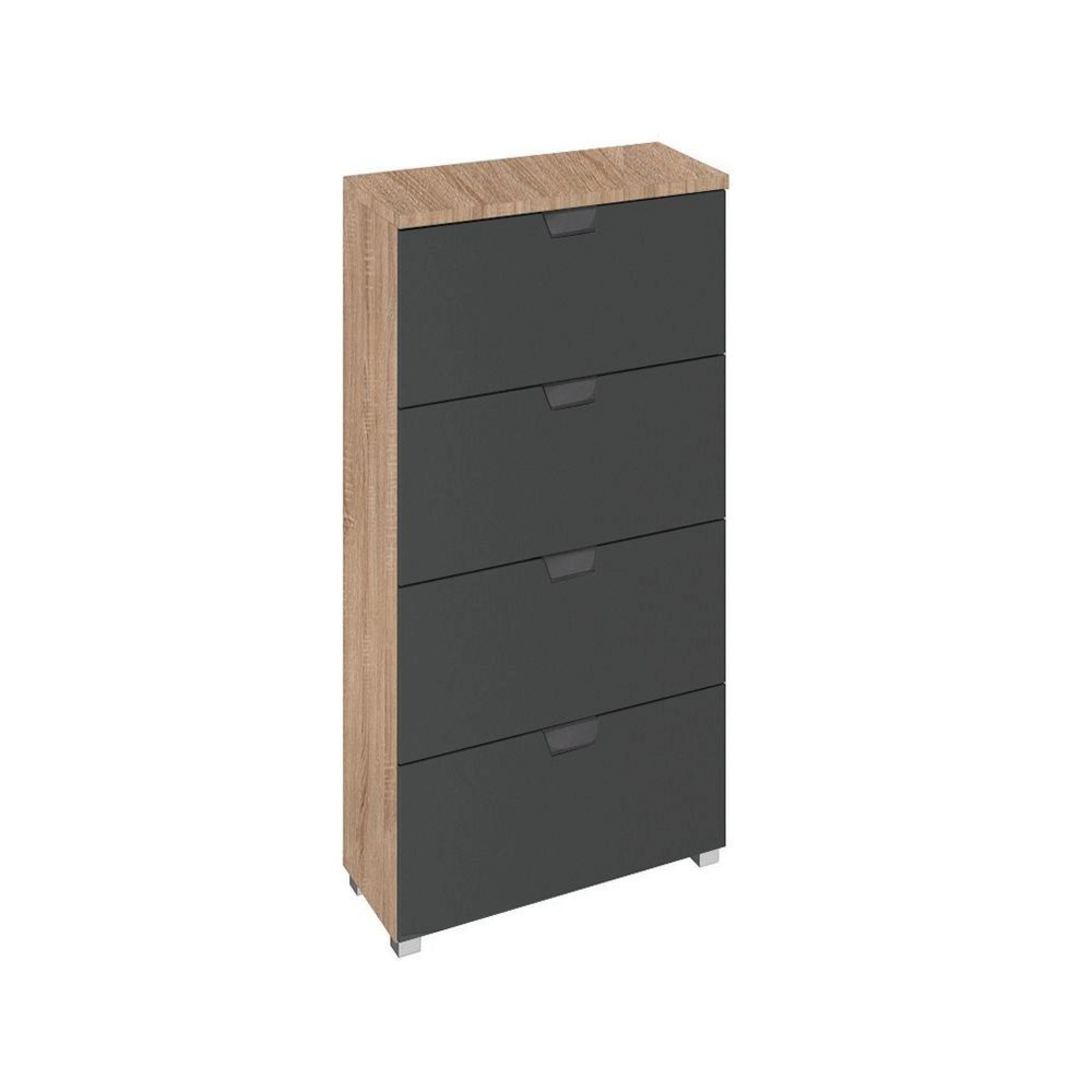 Rauch Aditio 4 Drawer Narrow Chest - Sonoma Oak and Metallic Dark Grey