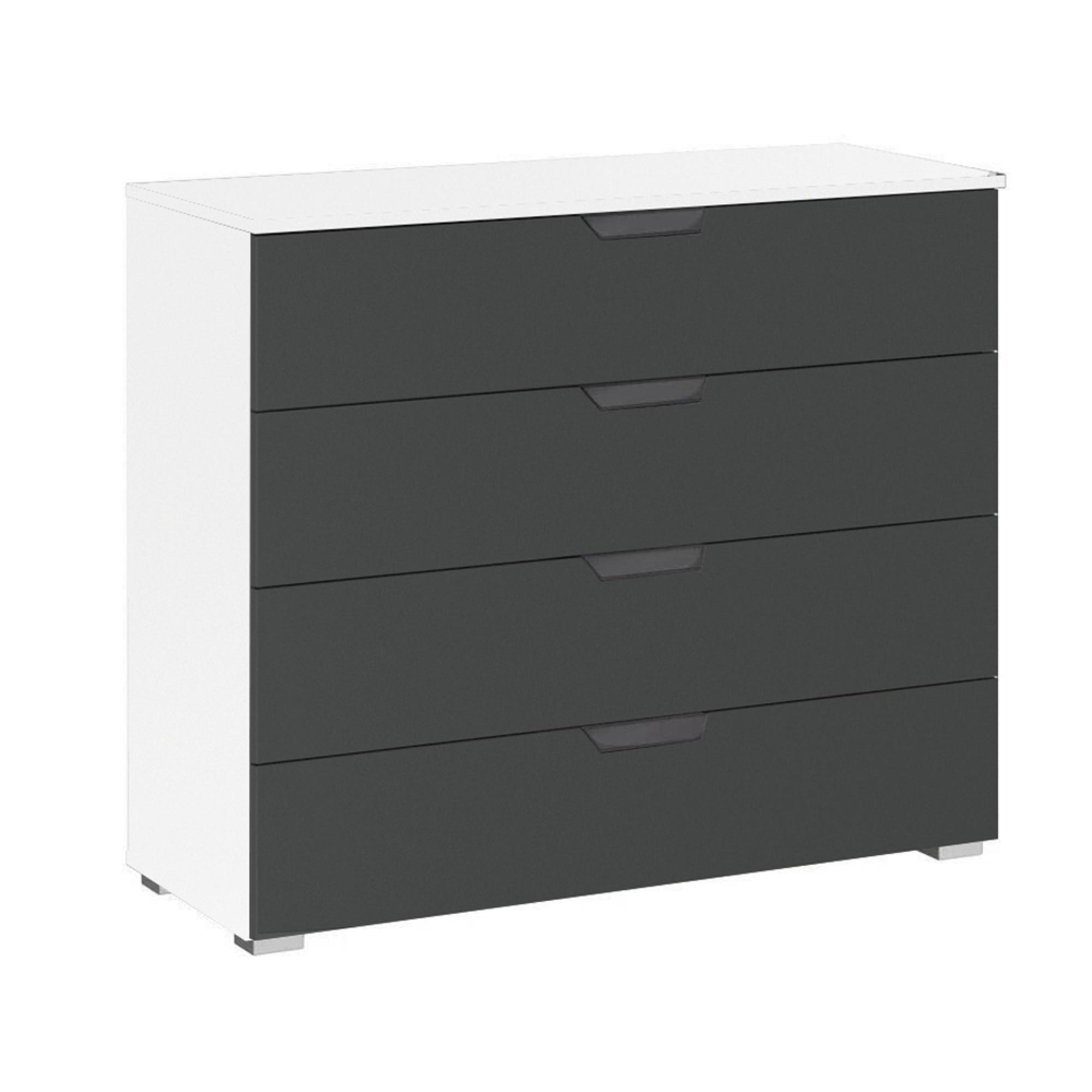 Aditio Wide Chest - 4 Drawer - Alpine White & Metallic Dark Grey