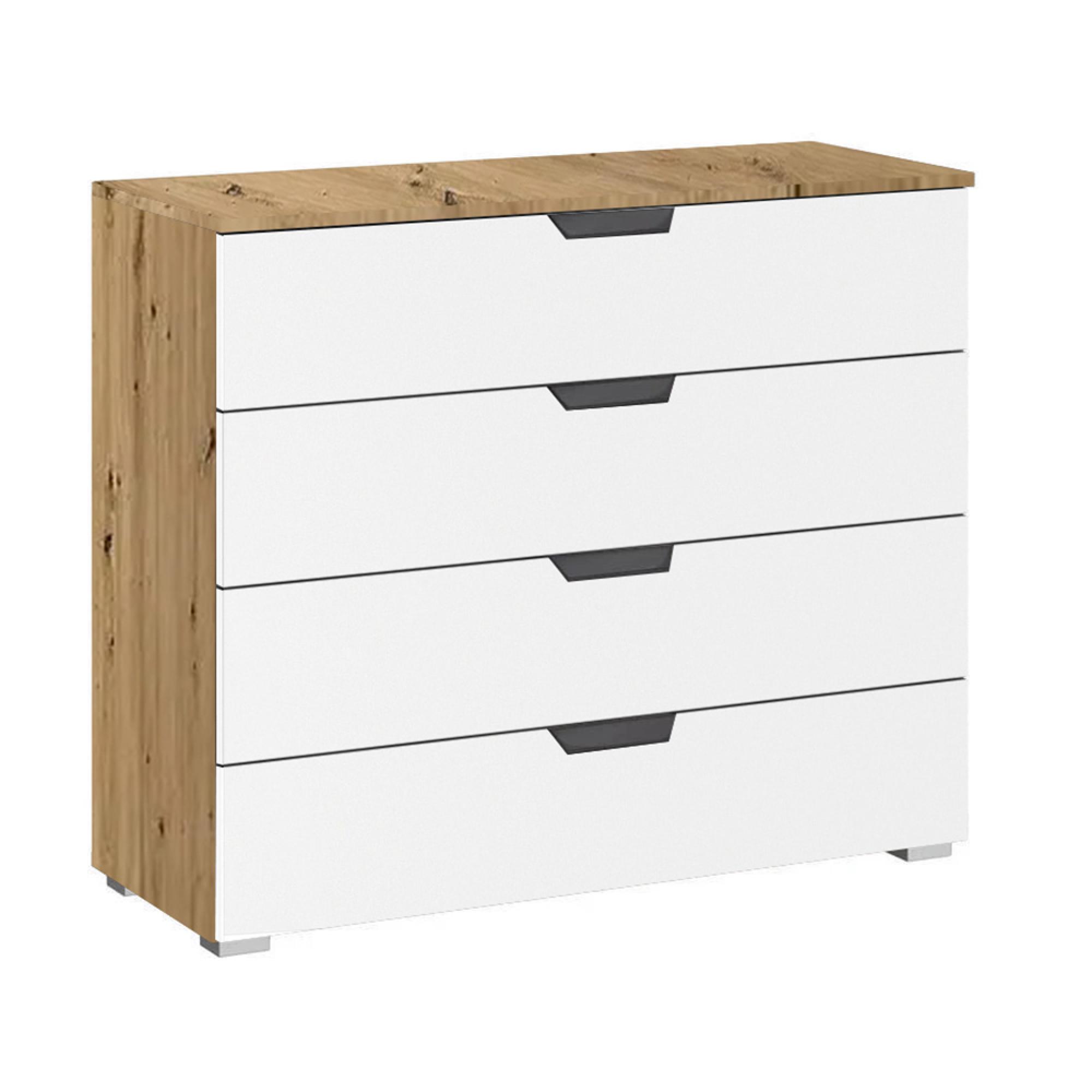Aditio Wide Chest - 4 Drawer - Artisan Oak & Alpine White