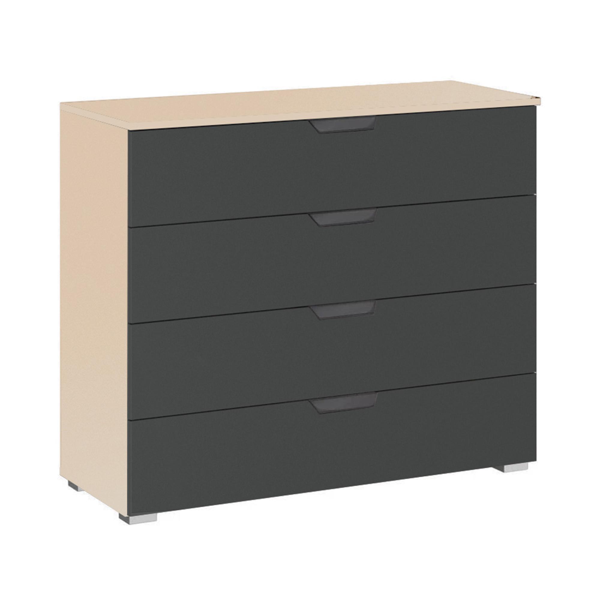 Aditio Wide Chest - 4 Drawer - Champagne & Metallic Dark Grey