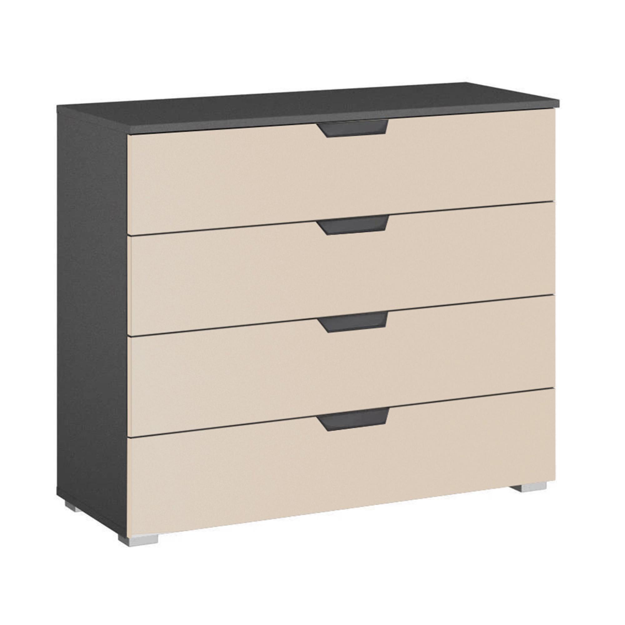Aditio Wide Chest - 4 Drawer - Metallic Dark Grey & Champagne