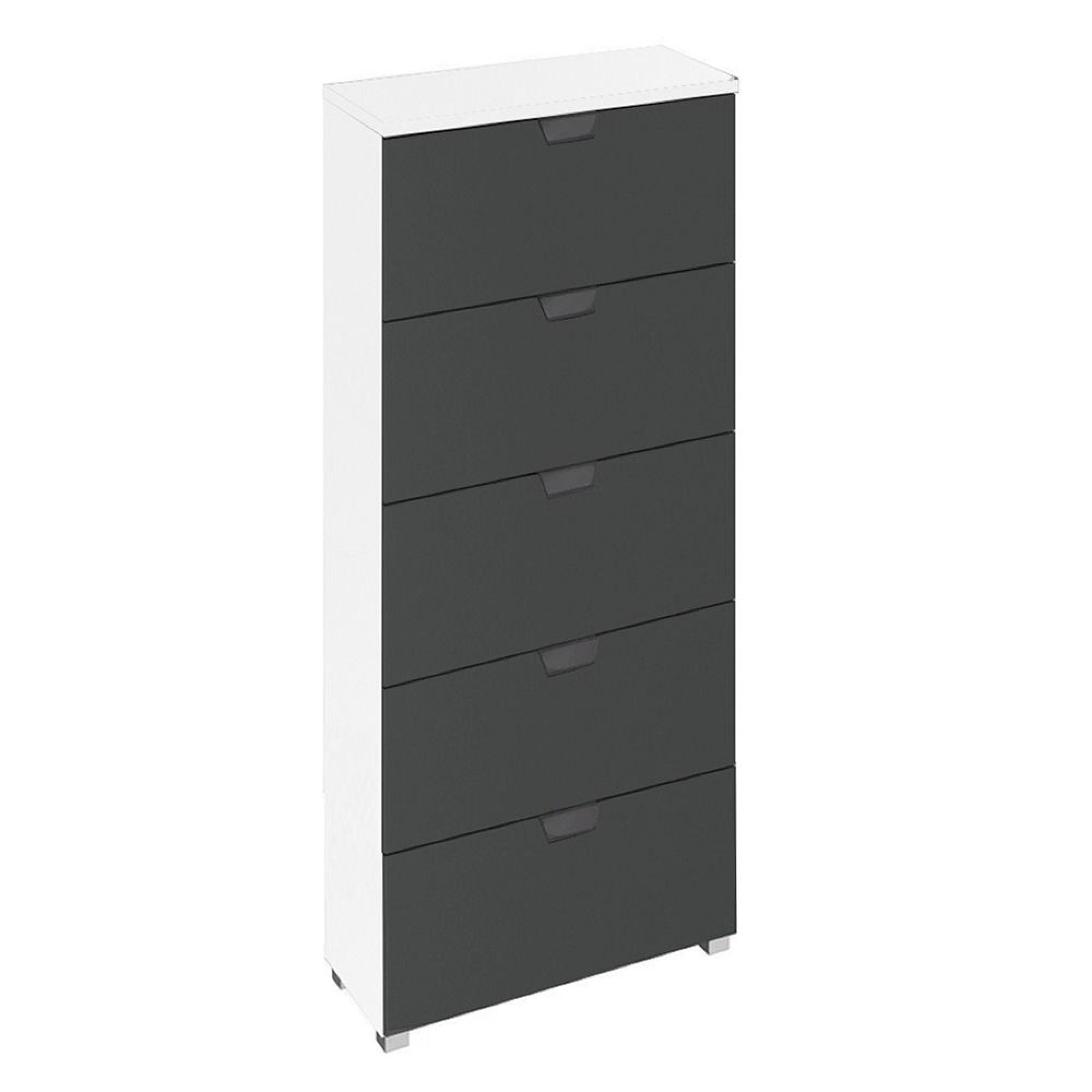 Aditio Tall Chest - 5 Drawer - Alpine White & Metallic Dark Grey