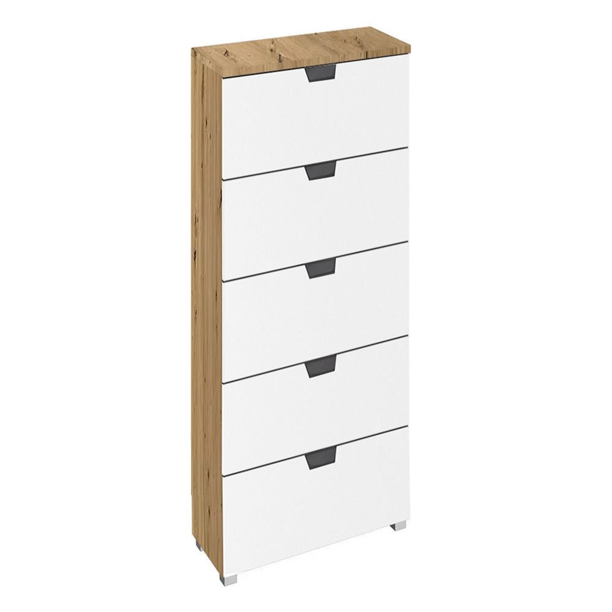 Aditio Tall Chest - 5 Drawer - Artisan Oak & Alpine White