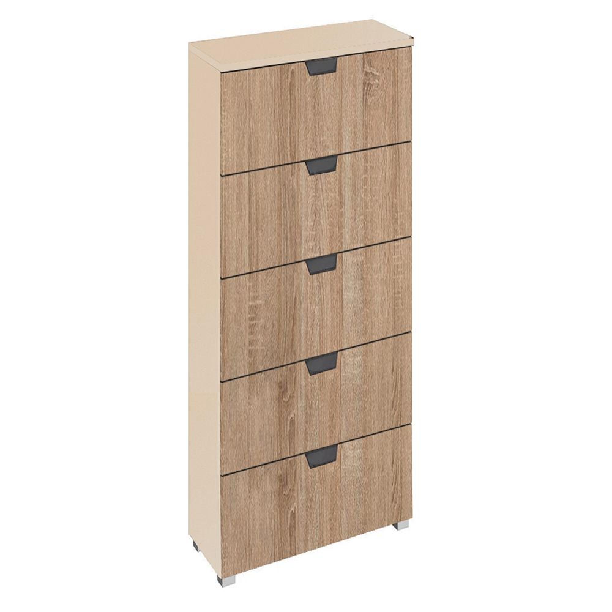 Aditio Tall Chest - 5 Drawer - Champagne & Sonoma Oak