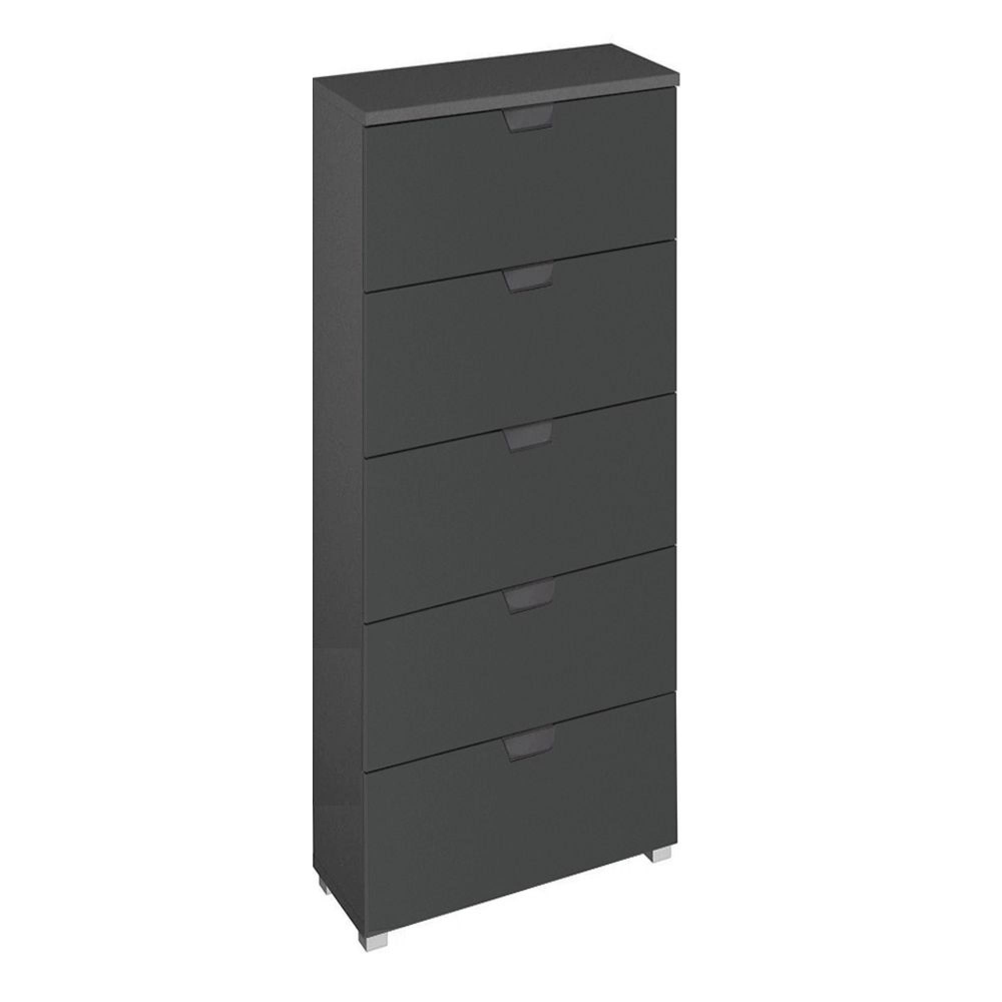Aditio Tall Chest - 5 Drawer - Metallic Dark Grey