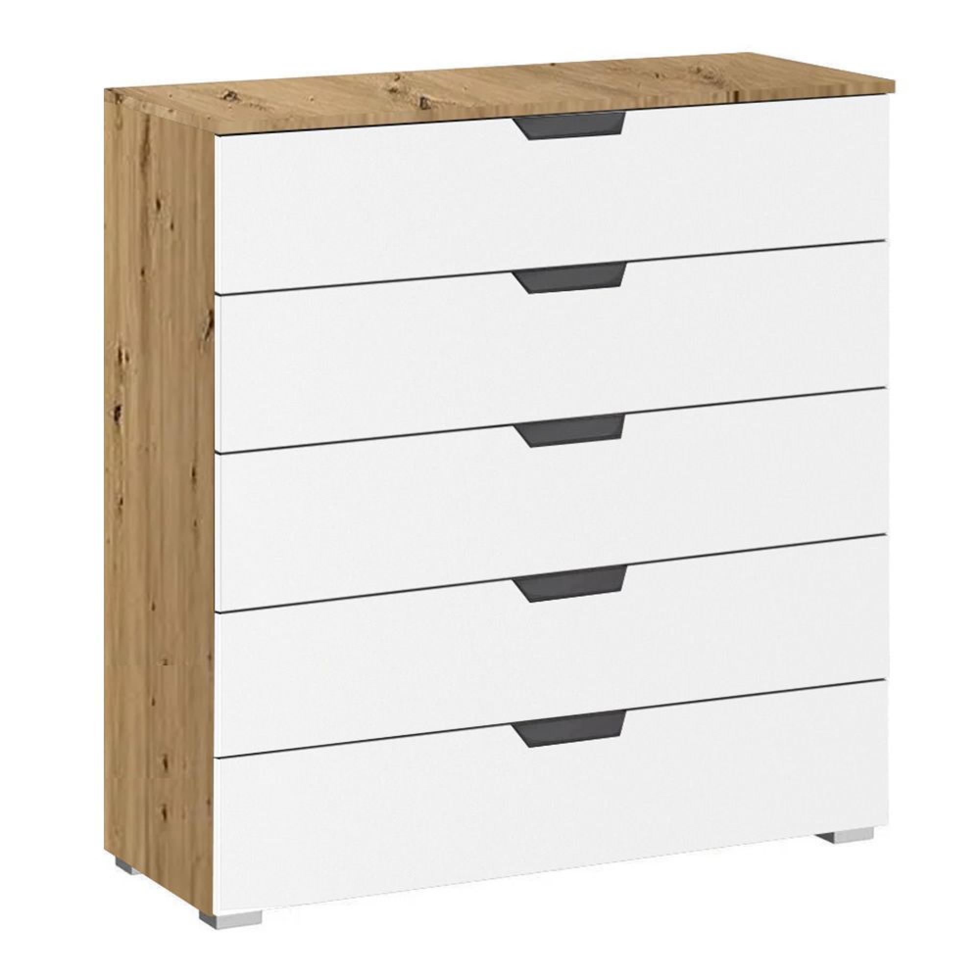 Aditio Wide Chest - 5 Drawer - Artisan Oak & Alpine White