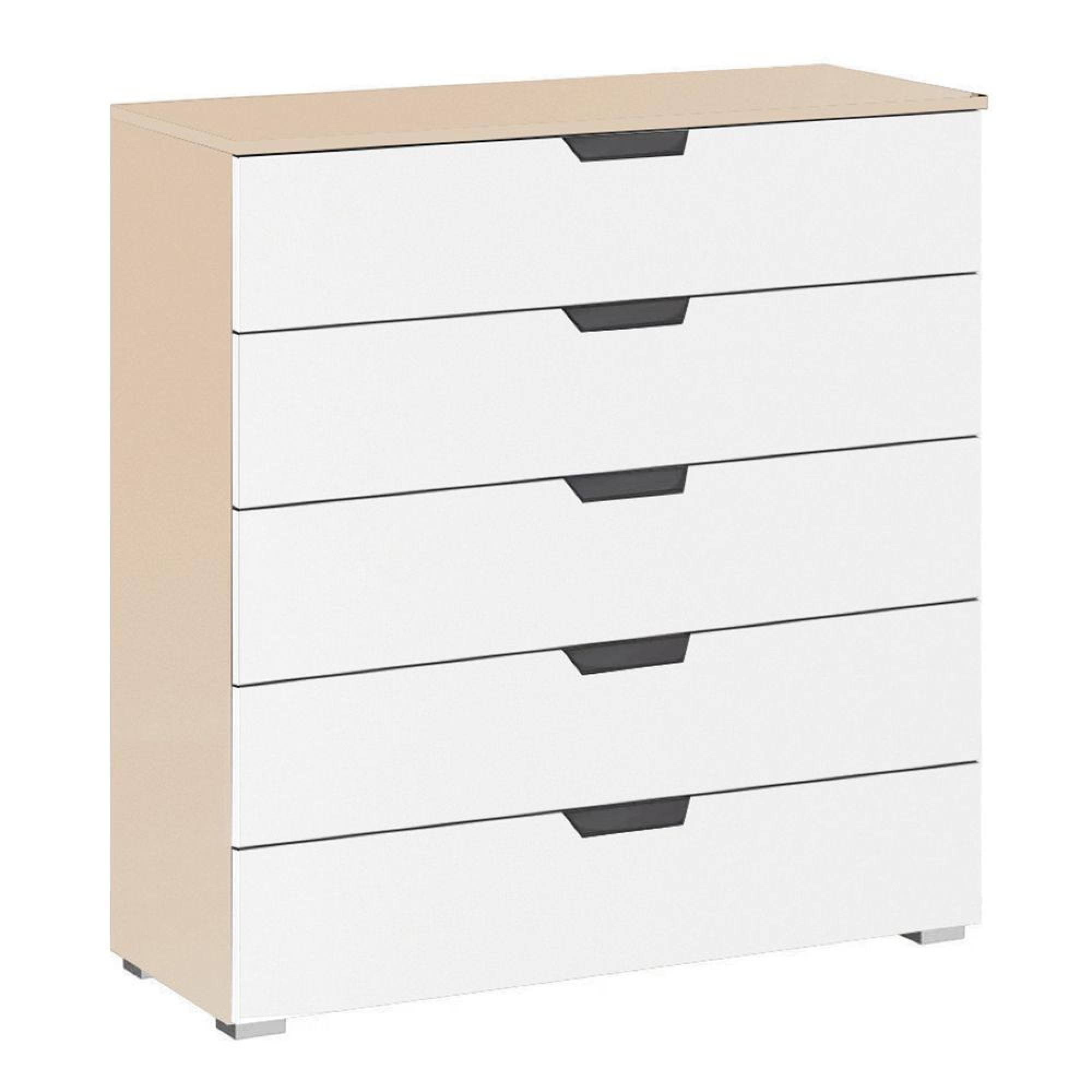 Aditio Wide Chest - 5 Drawer - Champagne & Alpine White