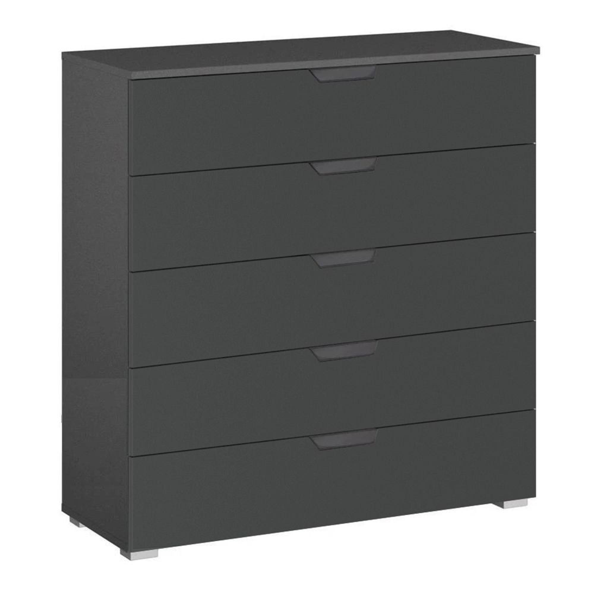 Aditio Wide Chest - 5 Drawer - Metallic Dark Grey