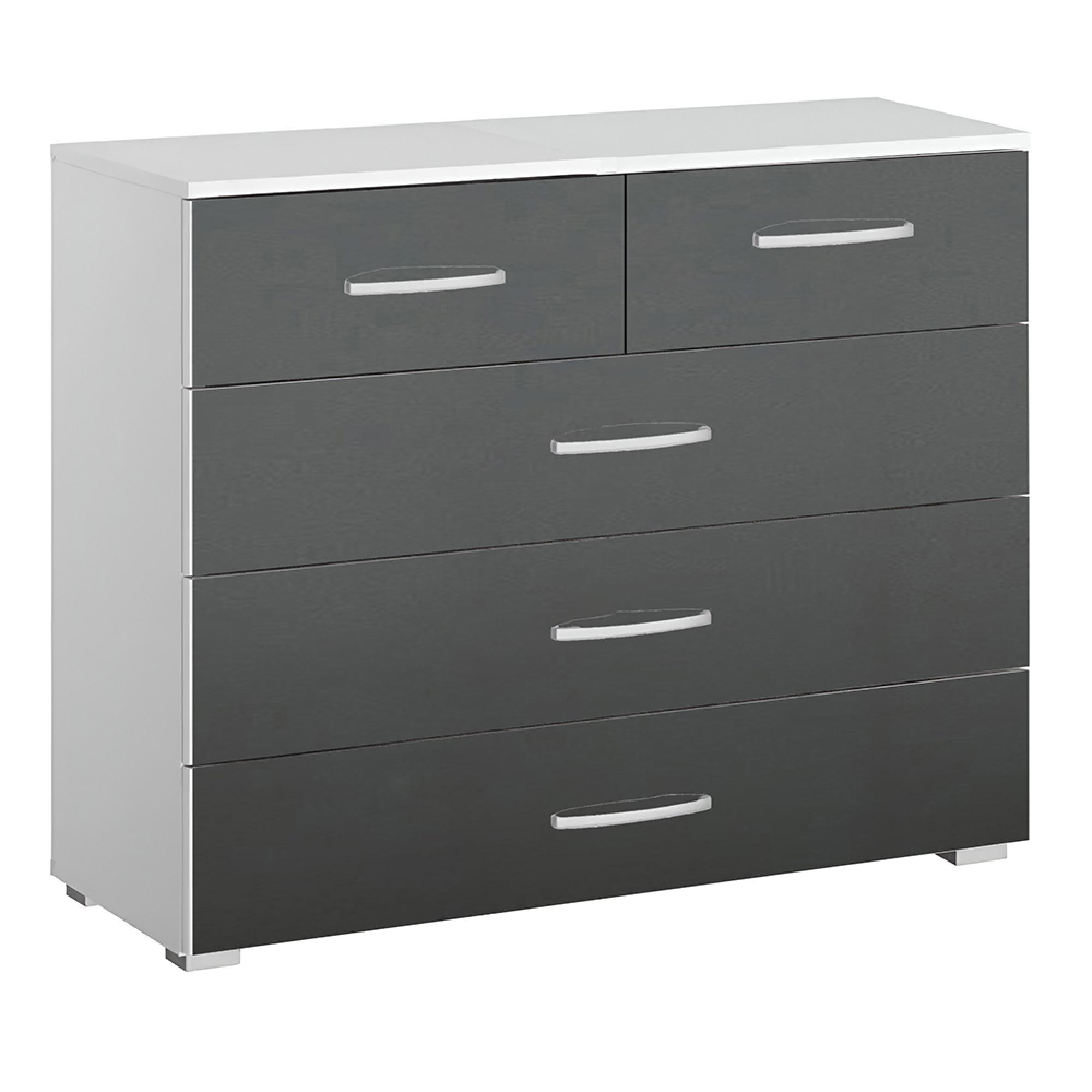 Rauch Alegro 3+2 Drawer Chest - Alpine White and Metallic Dark Grey