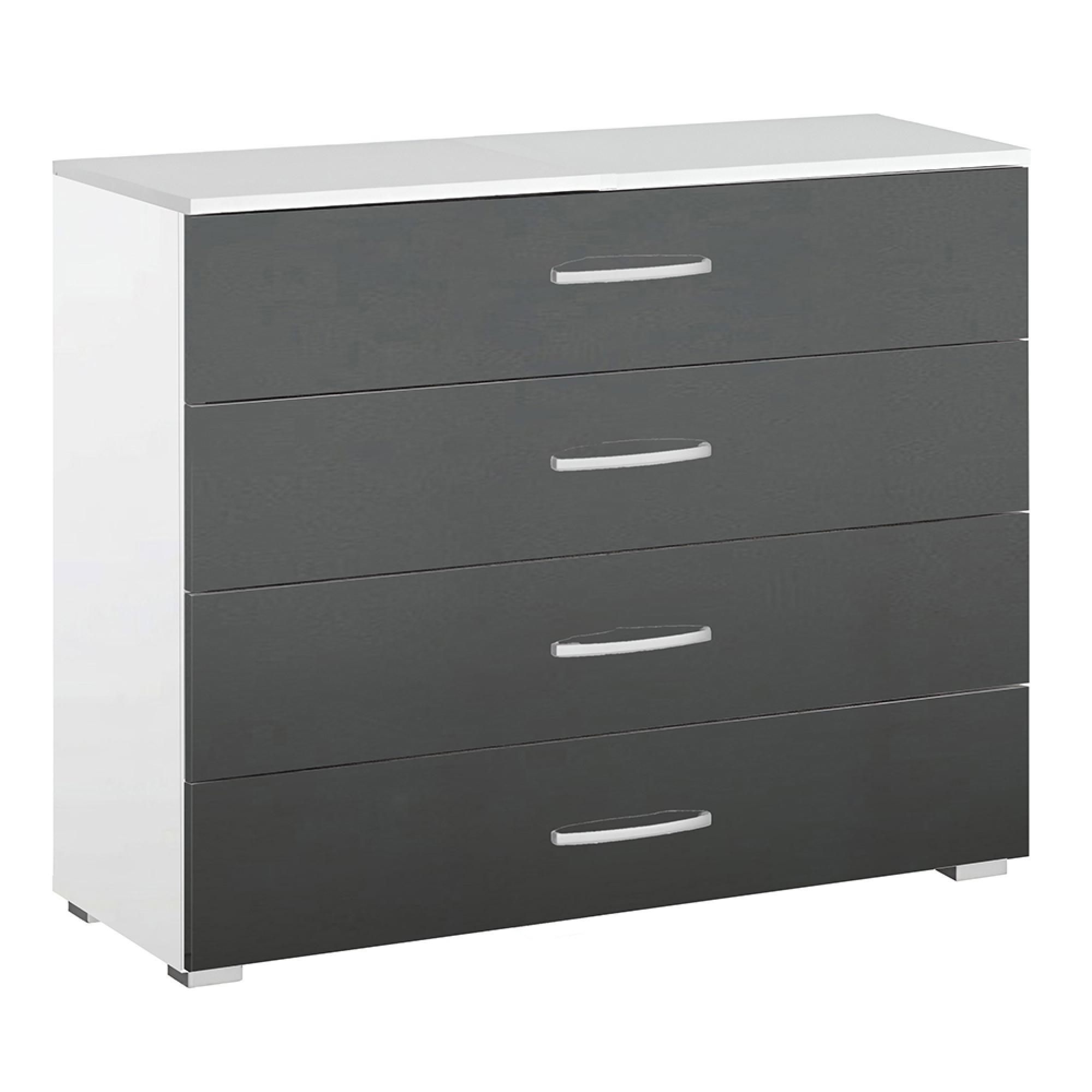 Rauch Alegro 4 Drawer Chest - Alpine White and Metallic Dark Grey