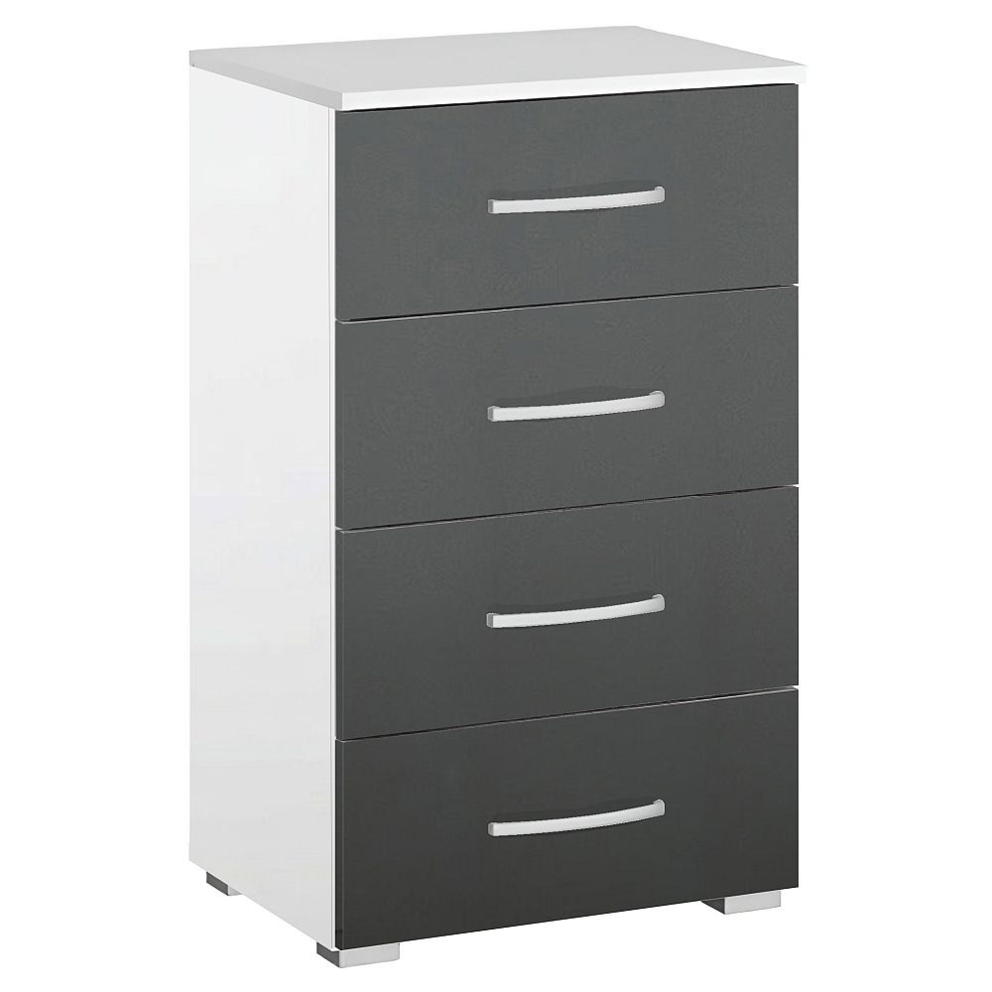 Rauch Alegro 4 Drawer Narrow Chest - Alpine White and Metallic Dark Grey