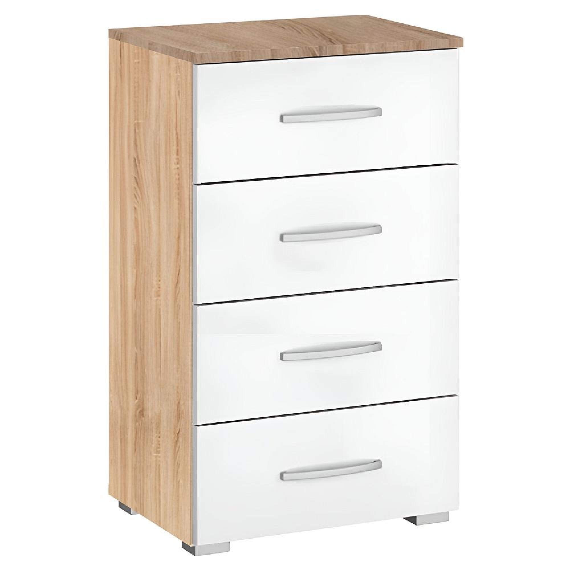 Rauch Alegro 4 Drawer Narrow Chest - Sonoma Oak and Alpine White