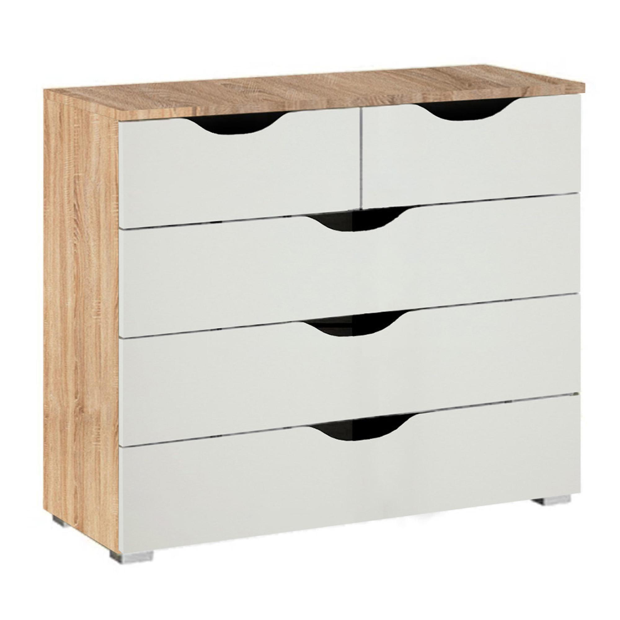 Rauch Arnstein 3+2 Drawer Chest - Sonoma Oak and Alpine White